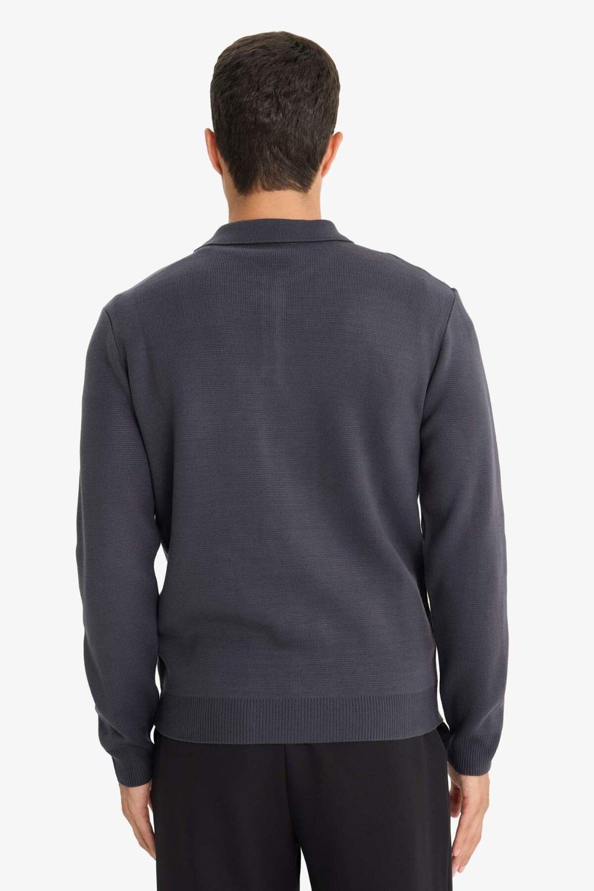 Defacto  Standart Fıt Polo Yaka Triko Kazak F1523AX25AU - Görsel 6