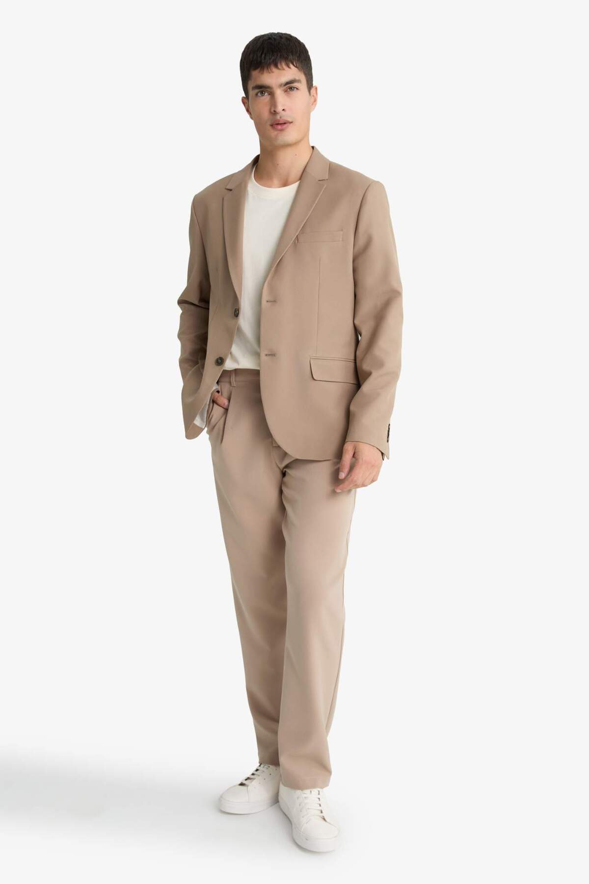 Defacto  Slim Fit Dar Kesim Çapraz Dokuma Düğmeli Blazer Ceket F7232AX25AU - Görsel 2