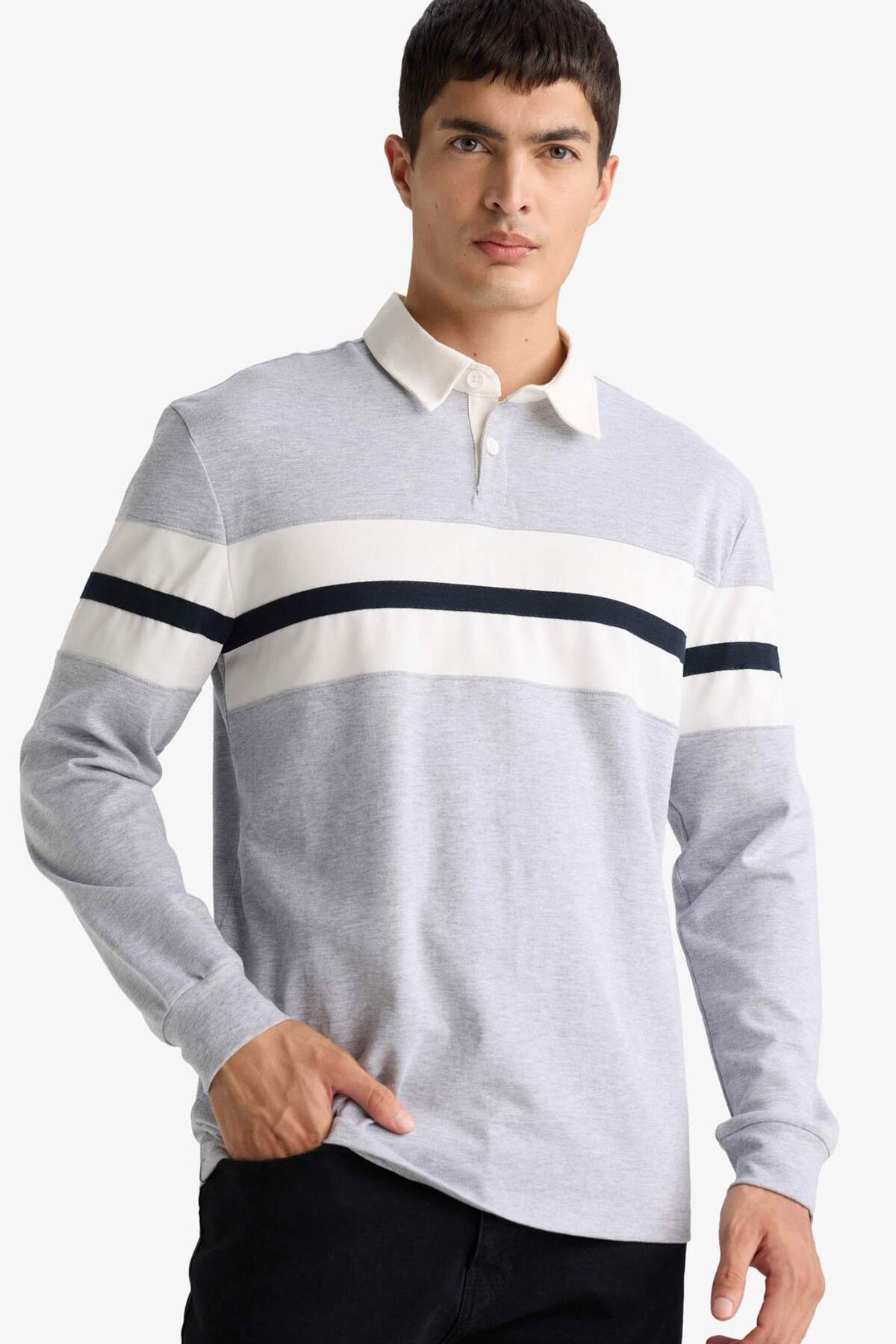 Defacto Regular Fit Polo Collar Long Sleeve T-Shirt E9382AX25AU