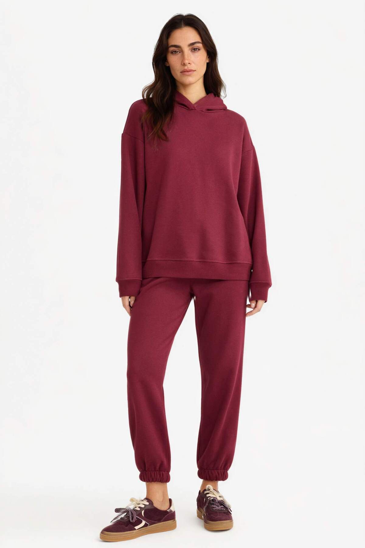 Defacto  Relax Fit Kapüşonlu Basic Düz Kalın Sweatshirt D9935AX25WN - Görsel 2