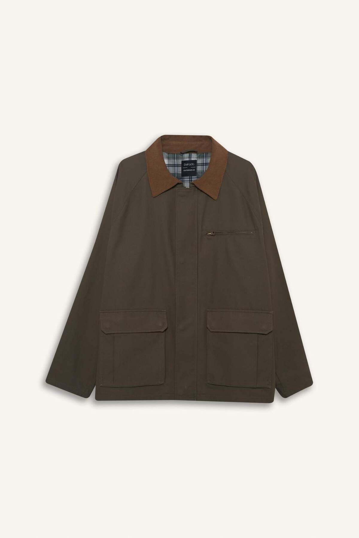 Defacto  %100 Pamuk Kontrast Yaka Mont E9181AX25AU - Görsel 3