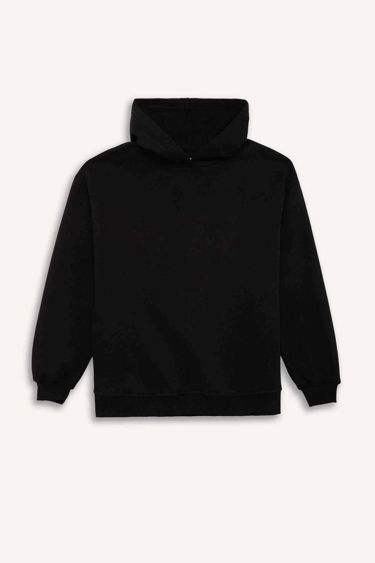 Defacto  Relax Fit Kapüşonlu Basıc Kalın Sweatshirt D9935AX25WN - Görsel 7