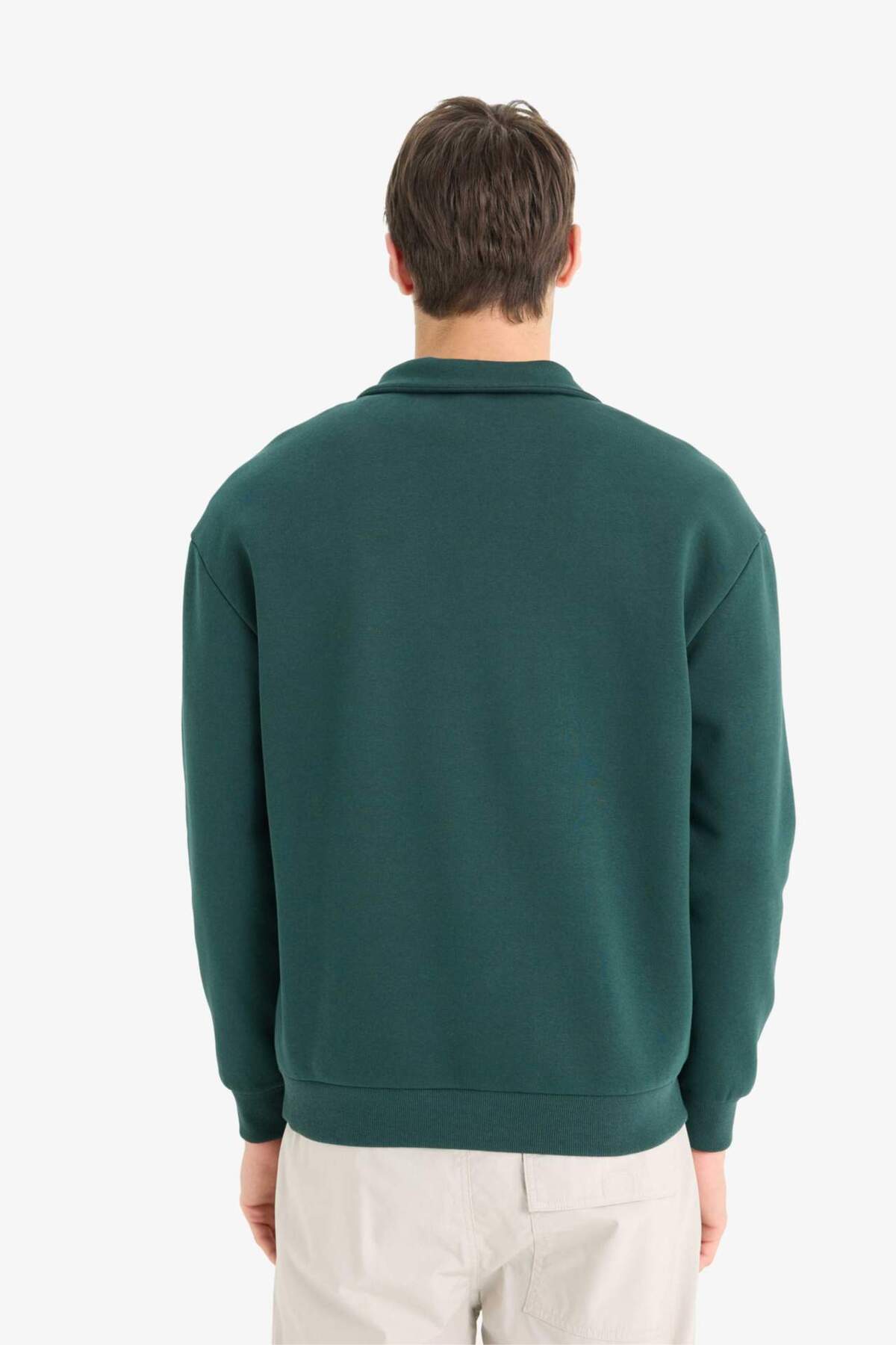 Defacto  Boxy Fit Dik Yaka Fermuarlı Baskılı Sweatshirt E9416AX25AU - Görsel 6