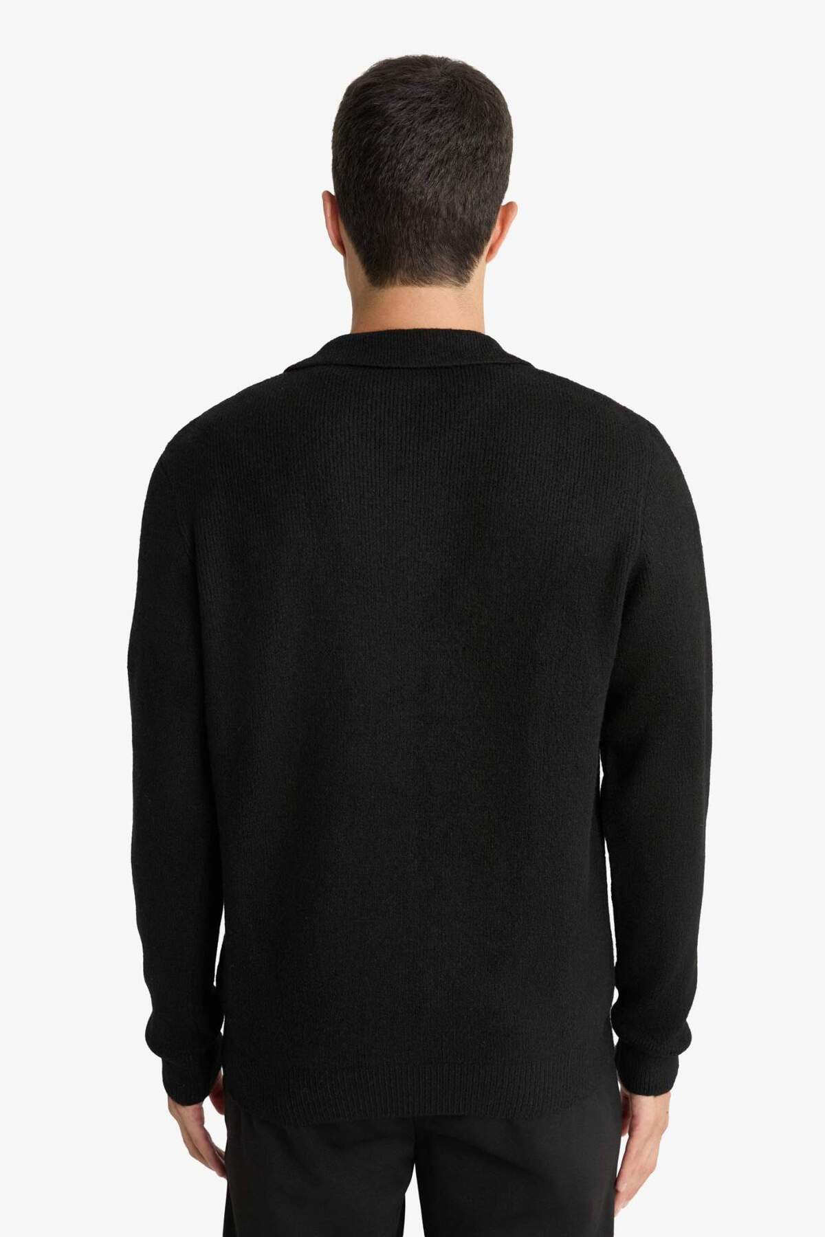 Defacto  Standart Fıt Polo Yaka Triko Hırka E8393AX24CW - Görsel 4