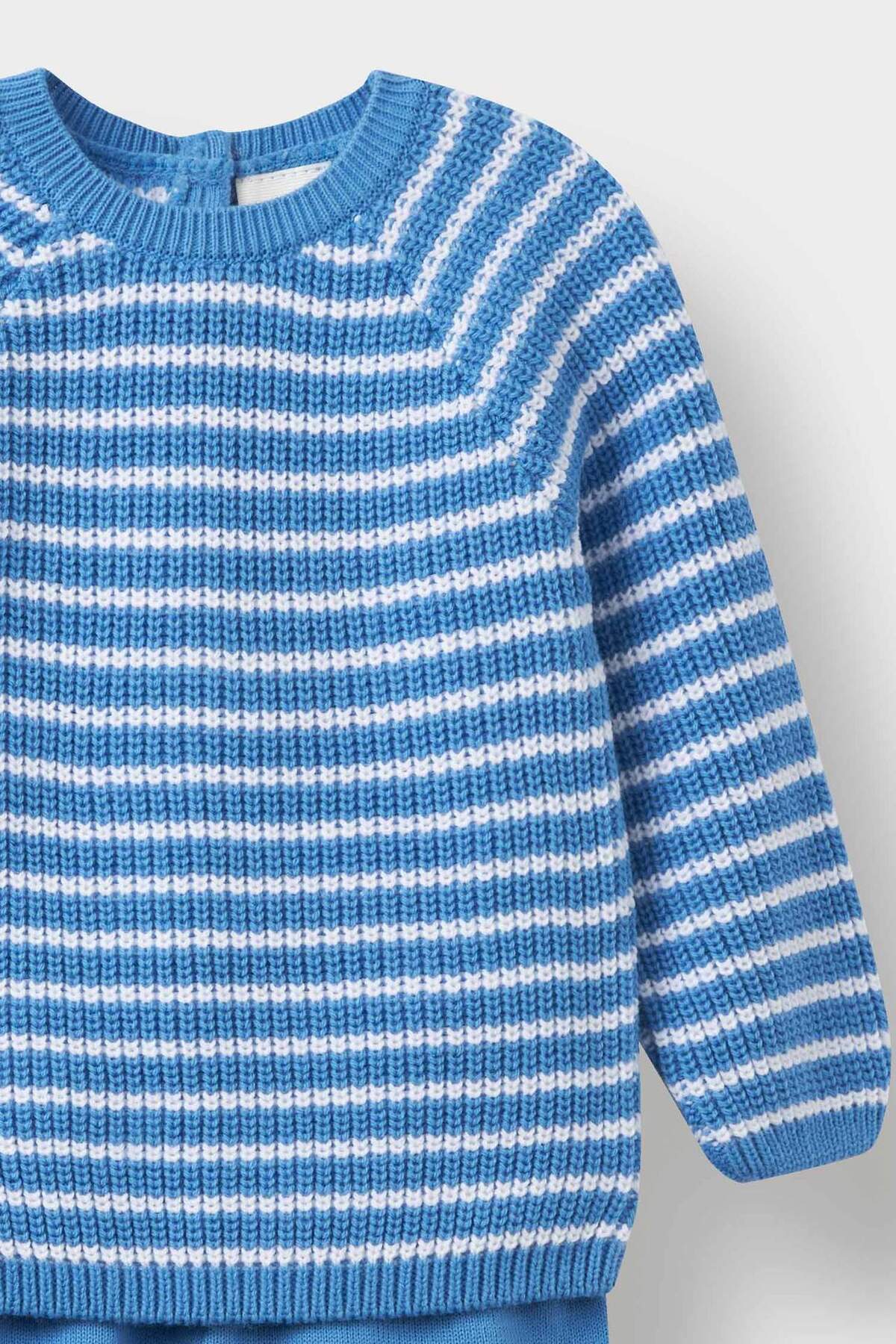 Defacto 2'li Takım Çizgili Triko Kazak Eşofman Altı Erkek Bebek F3231A525WN fotoğrafı 3 (önizleme)