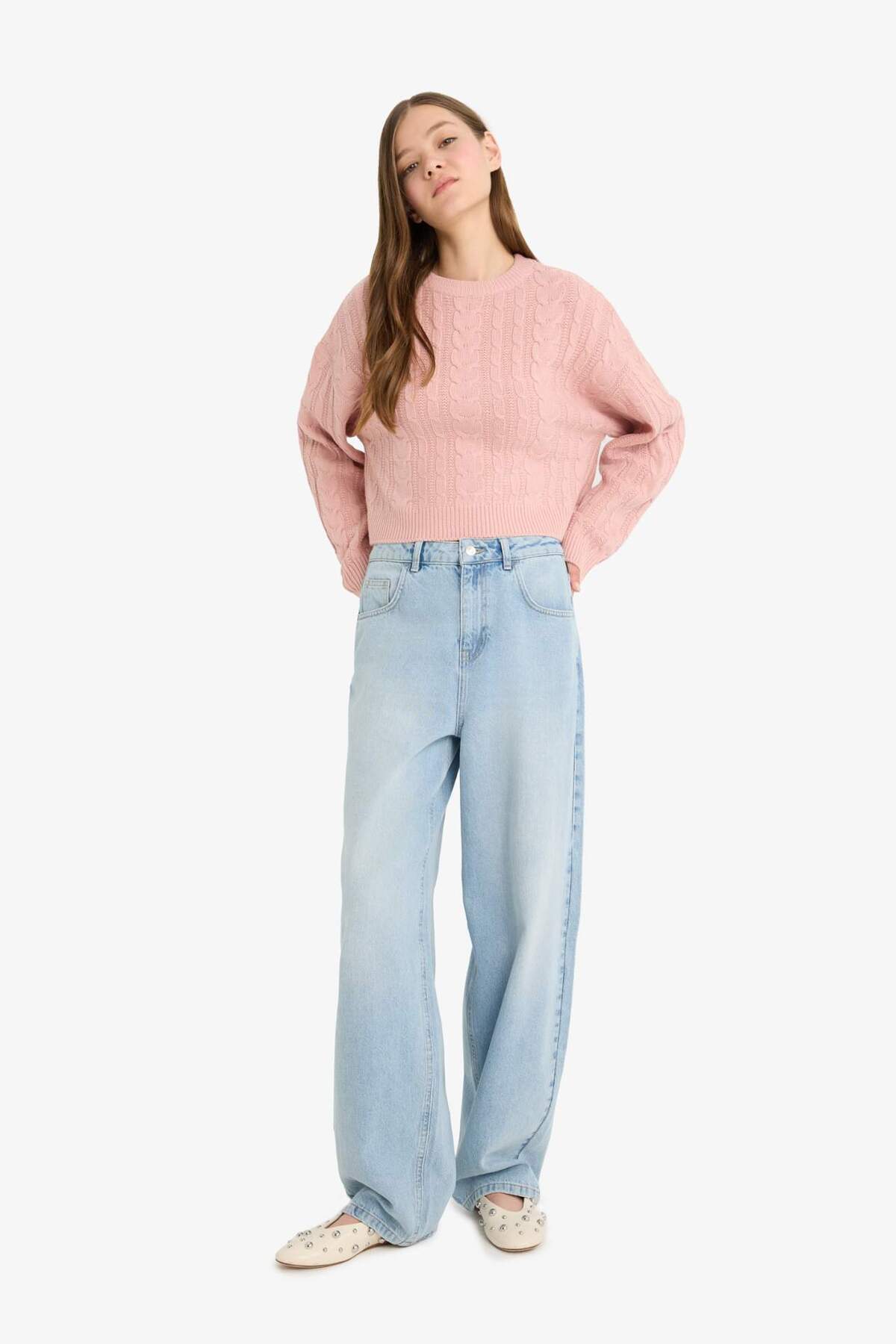 DeFacto Regular Fit Bisiklet Yaka Triko Kazak T4518AZ25WN görsel 2