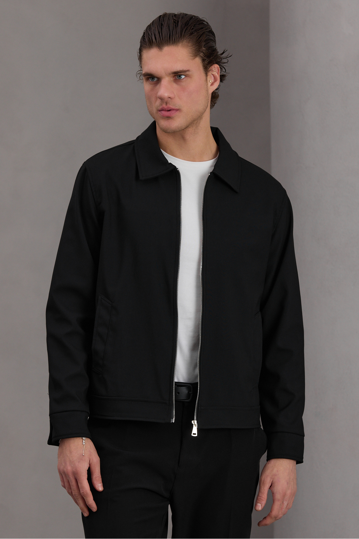 Bossago  Erkek Siyah Klasik Yaka Astarlı Casual Mevsimlik Ceket