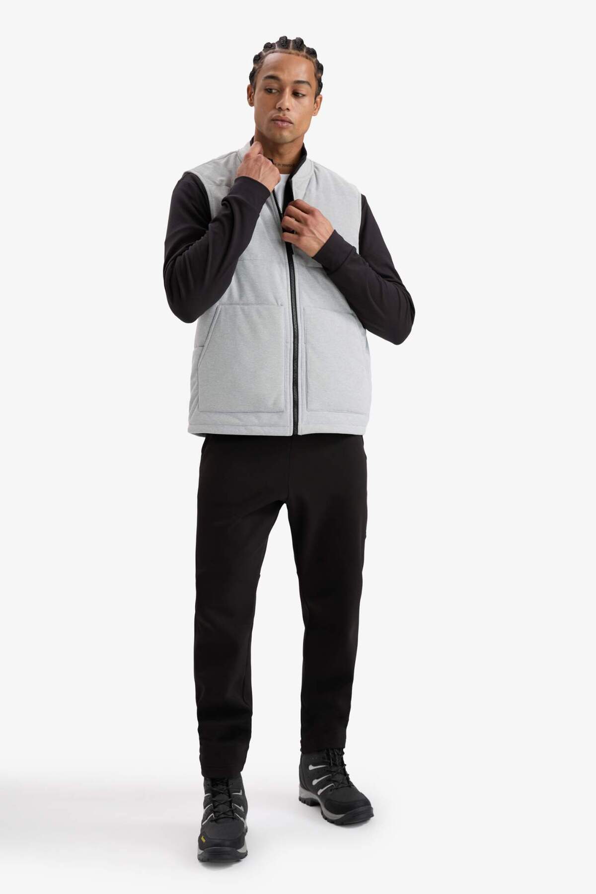 Defacto  Regular Fit Dik Yaka Fermuarlı Cepli Mevsimlik Yelek E8777AX25AU - Görsel 2