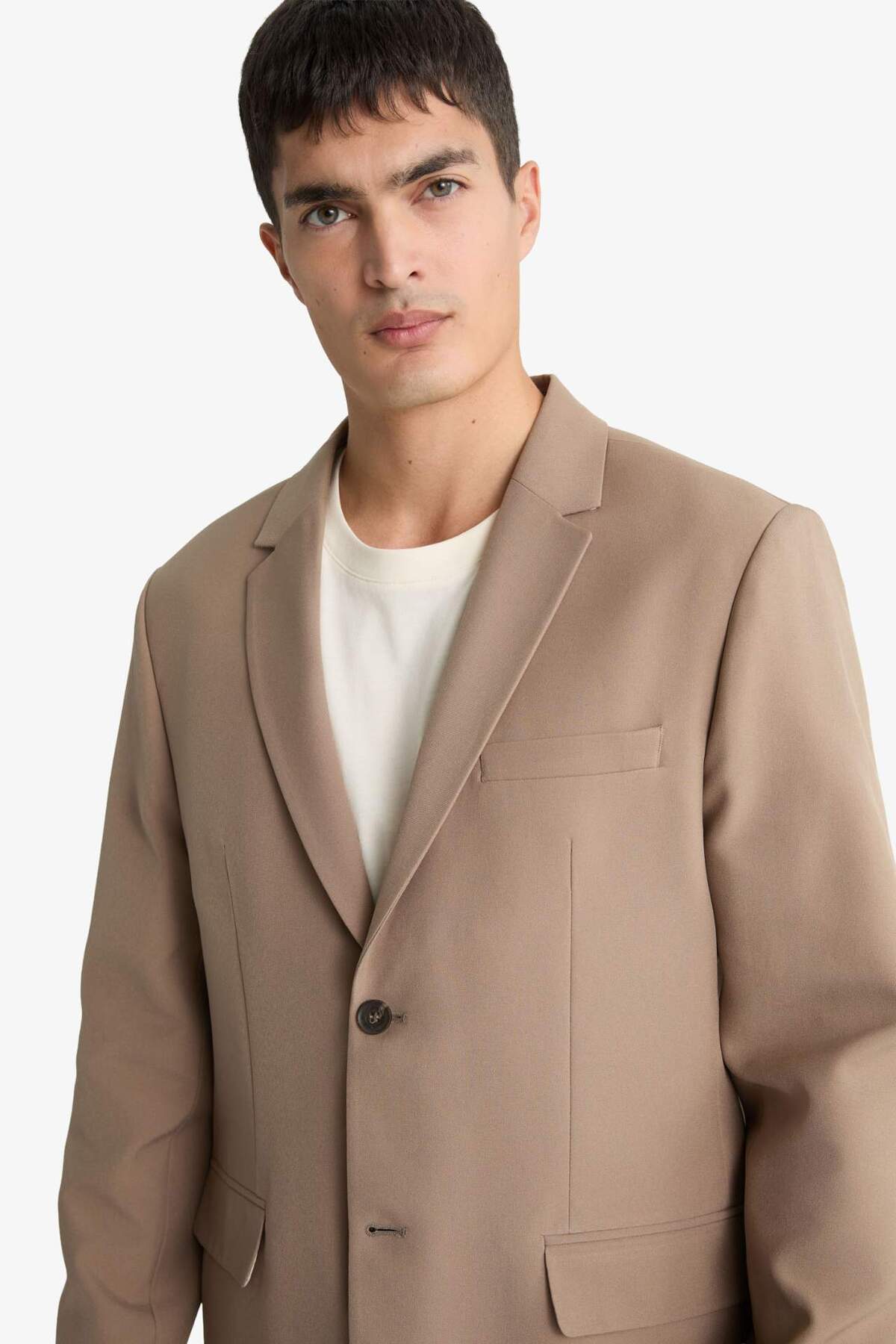 Defacto  Slim Fit Dar Kesim Çapraz Dokuma Düğmeli Blazer Ceket F7232AX25AU - Görsel 5