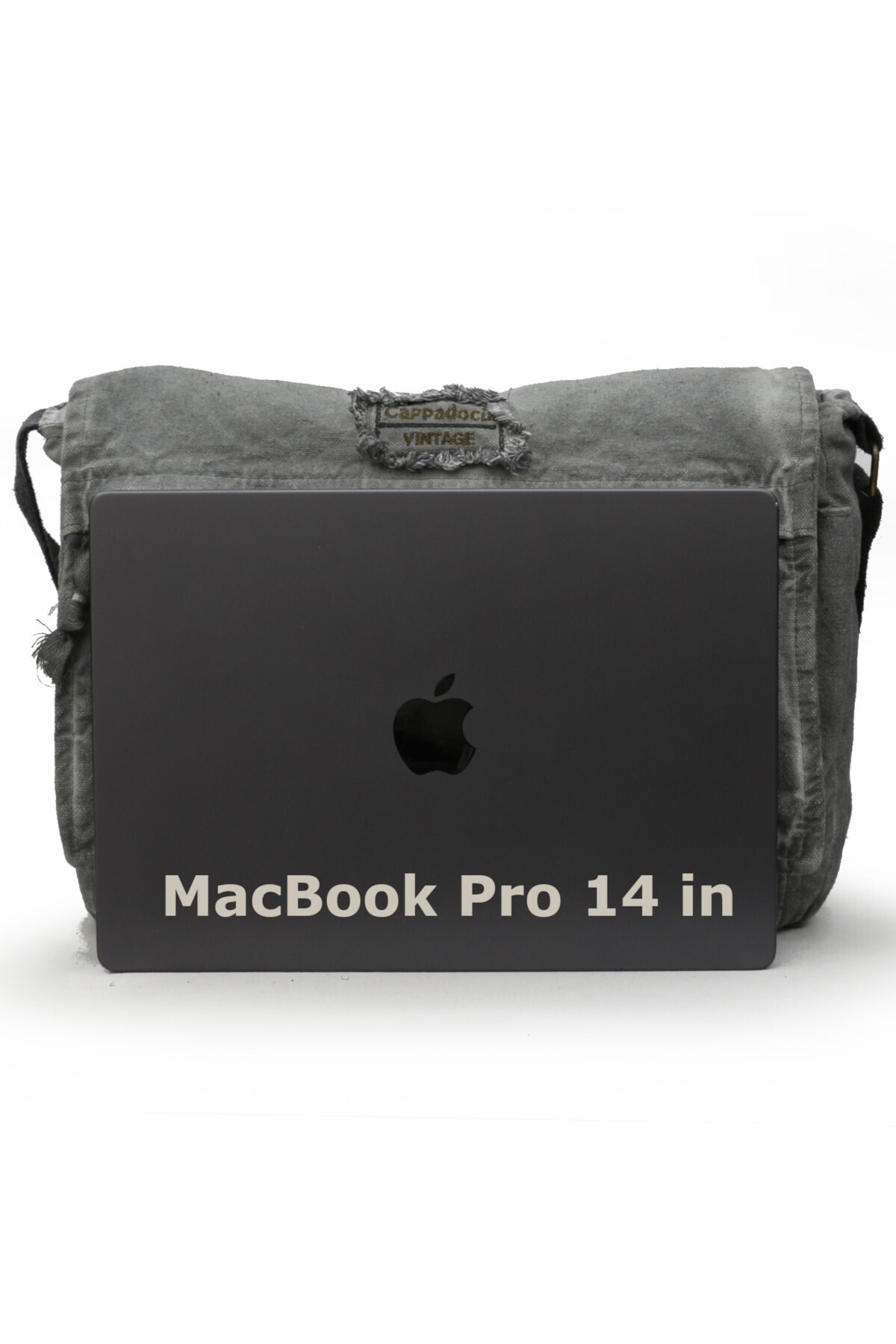 Cappadocia Vintage 4028 Haki Yeşil Salaş Omuz Çantası Kanvas Postacı 15.6 inç Laptop Okul Seyahat Günlük Vintage Retro görsel 8
