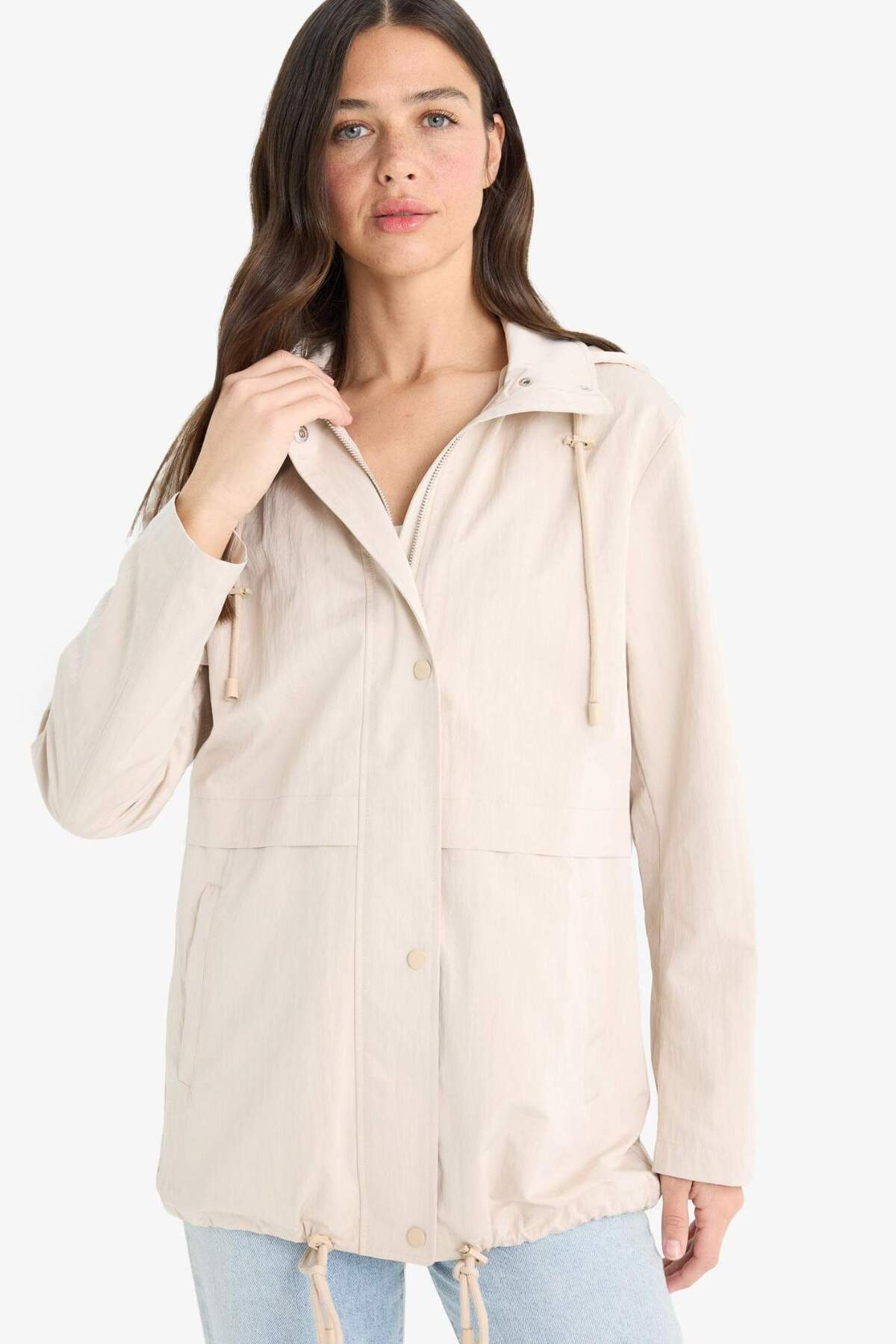 Defacto  Su Geçirmez Regular Fit Kapüşonlu Fermuarlı Yağmurluk E8605AX25AU - Görsel 4