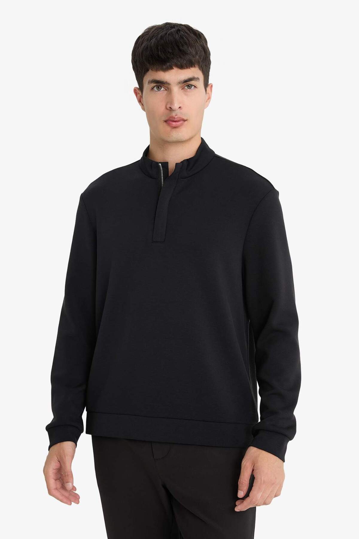 Defacto  Regular Fit Dik Yaka Yarım Fermuarlı Sweatshirt F2821AX25AU - Görsel 4