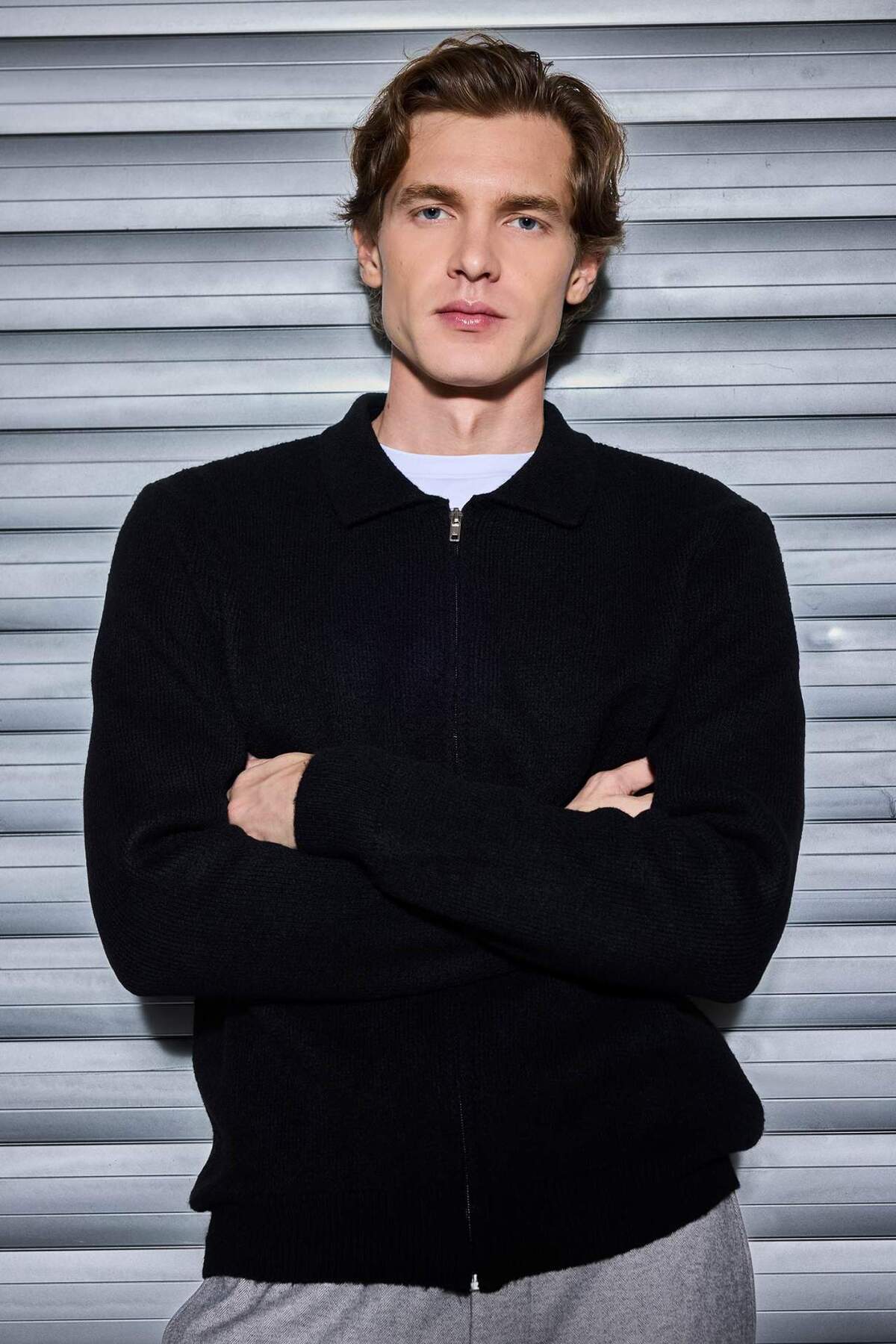 Defacto  Standart Fıt Polo Yaka Triko Hırka E8393AX24CW