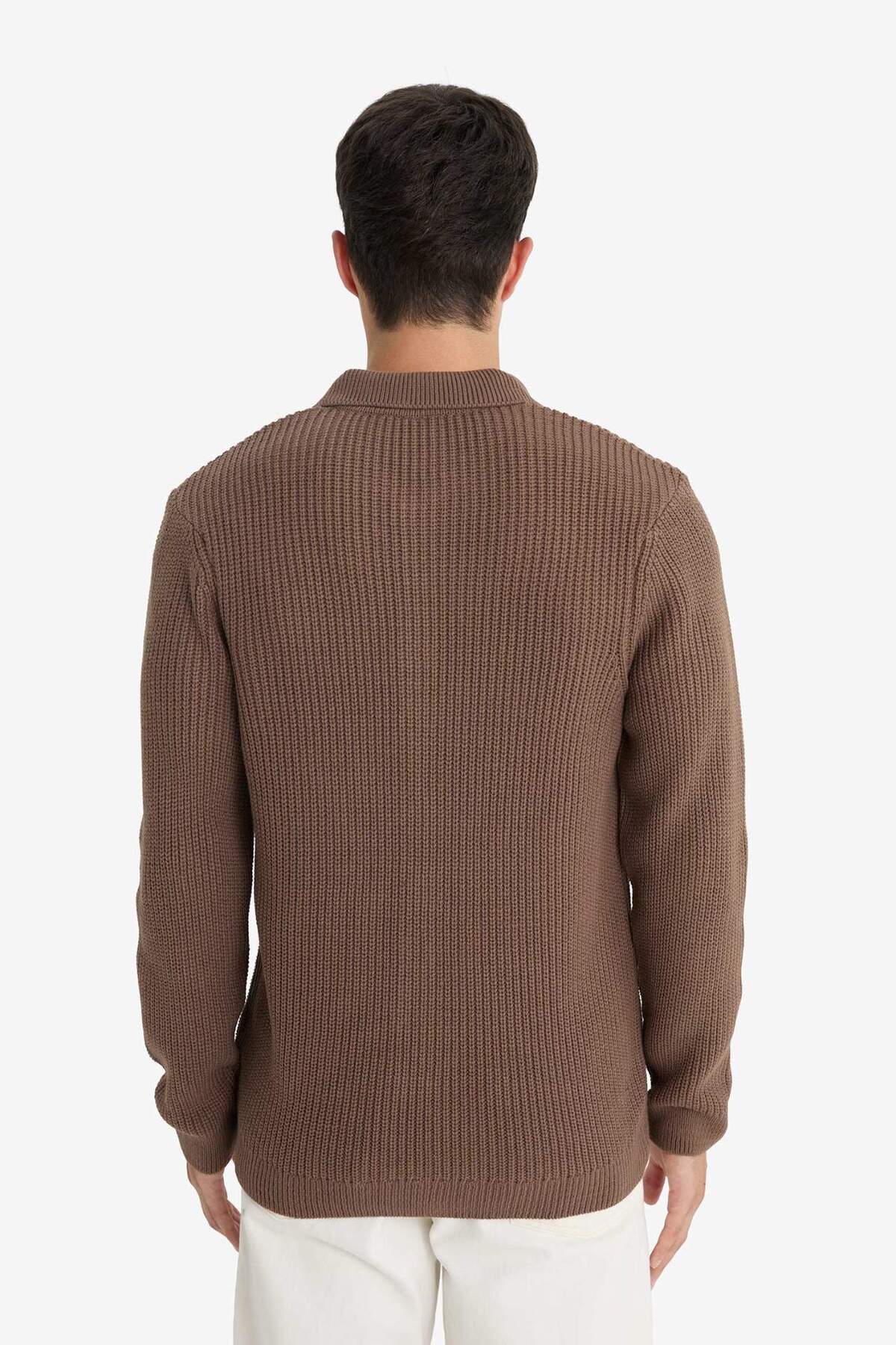 DeFacto Standart Fit Polo Yaka Düğmeli Triko Hırka E8397AX25CW görsel 6