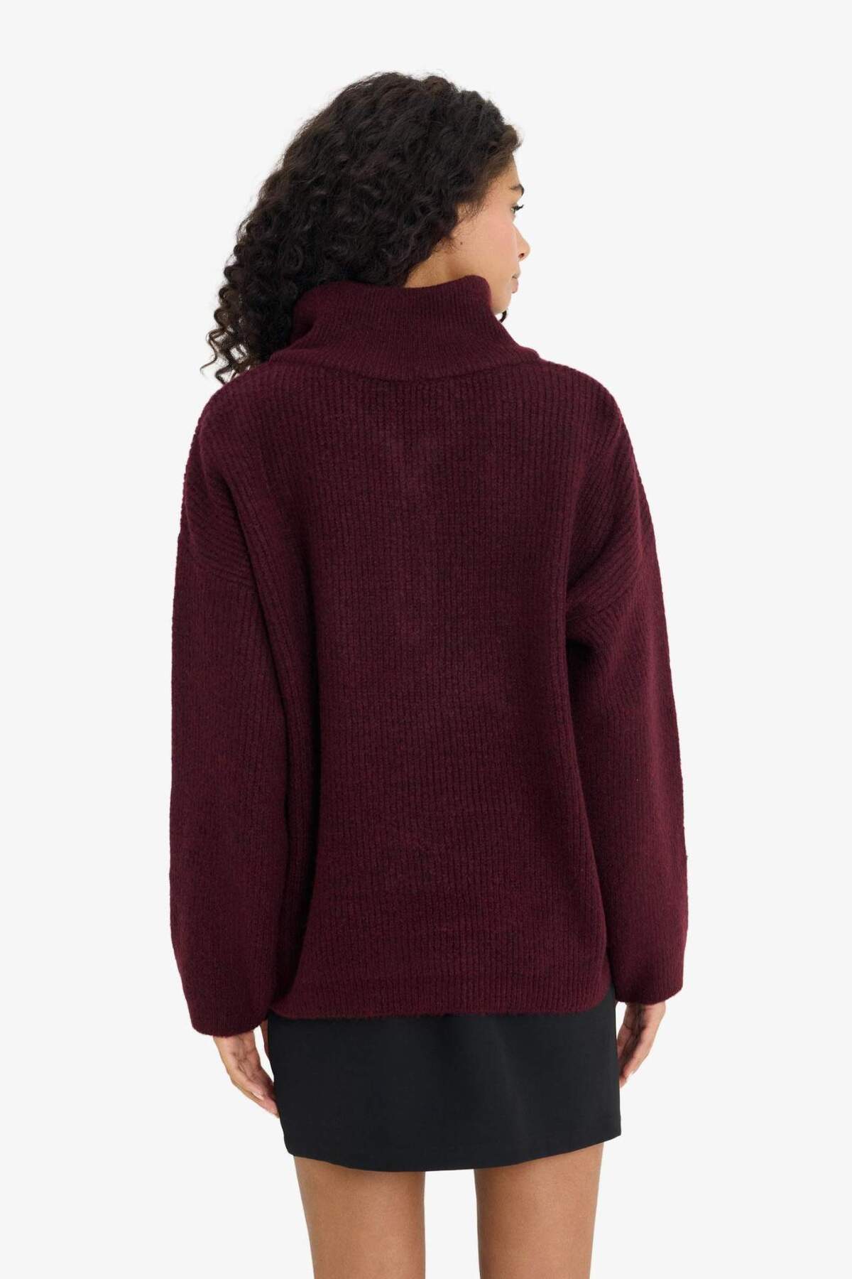 Defacto  Relax Fıt Yarım Fermuarlı Triko Kazak F3897AX25WN - Görsel 3