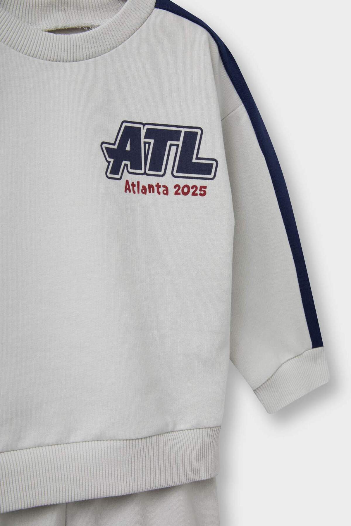 Defacto 2li Takım Okul Baskılı Sweatshirt Eşofman Altı Erkek Bebek F3301A525AU fotoğrafı 3 (önizleme)