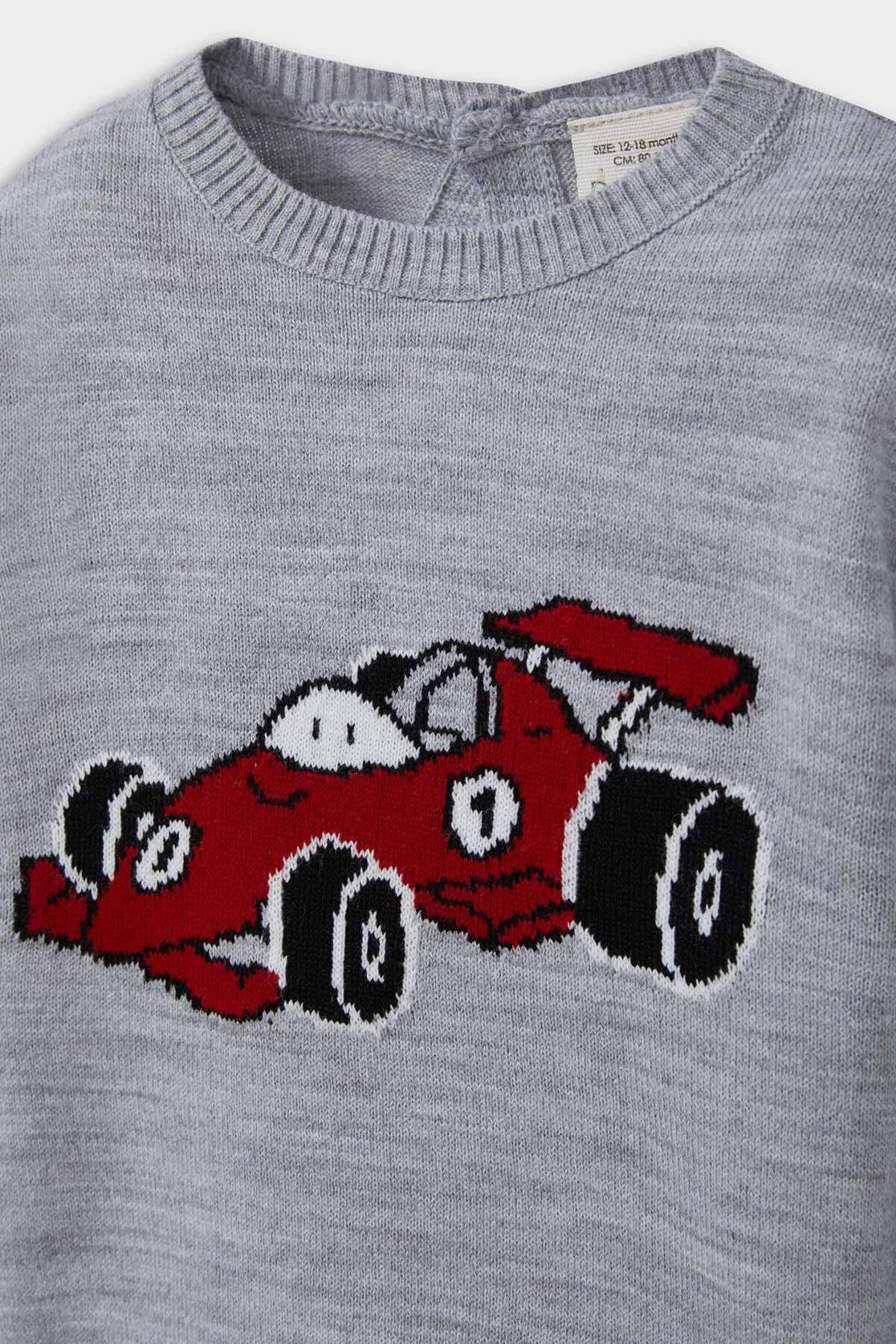 Defacto Bisiklet Yaka Araba Baskılı Triko Kazak Erkek Bebek F2586A525WN fotoğrafı 4 (önizleme)