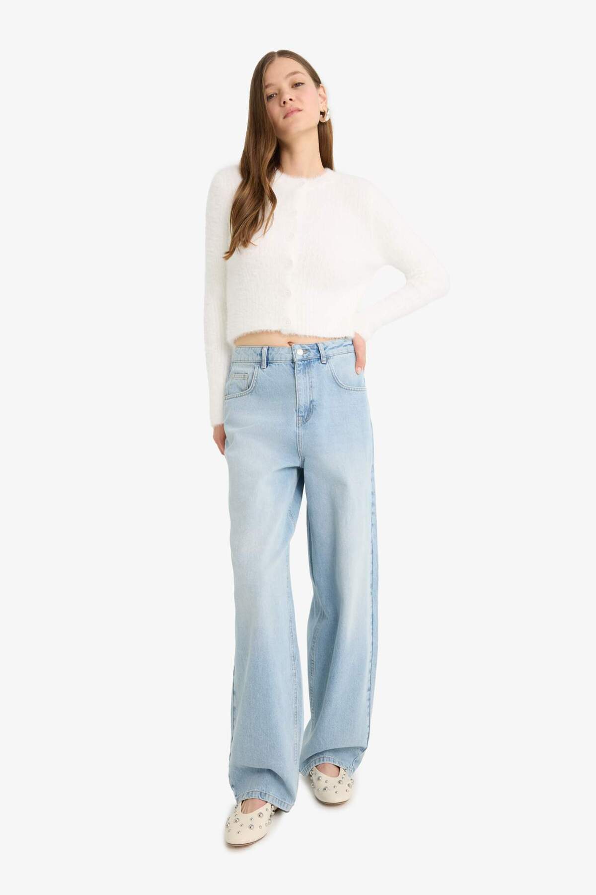 DeFacto Slim Fit Bisiklet Yaka Triko Hırka Z9318AZ25WN görsel 2