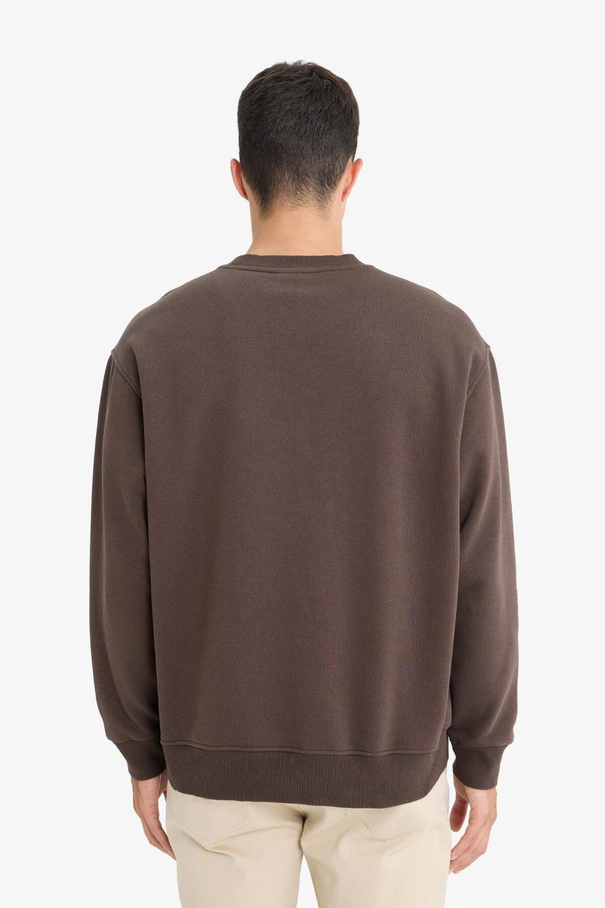 DeFacto Relax Fit Bisiklet Yaka Kalın İçi Yumuşak Tüylü Basic Düz Sweatshirt T5139AZ25AU görsel 6