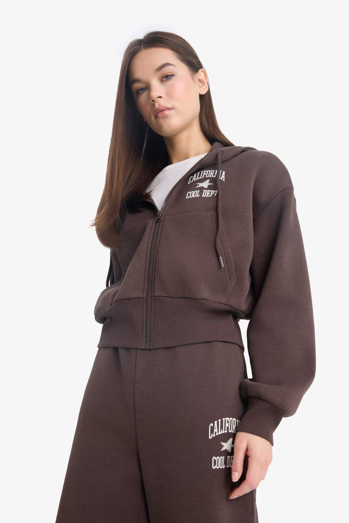DeFacto Oversize Geniş Kalıp Kapüşonlu Sırt Baskılı Fermuarlı Sweatshirt E9583AX25WN görsel 5
