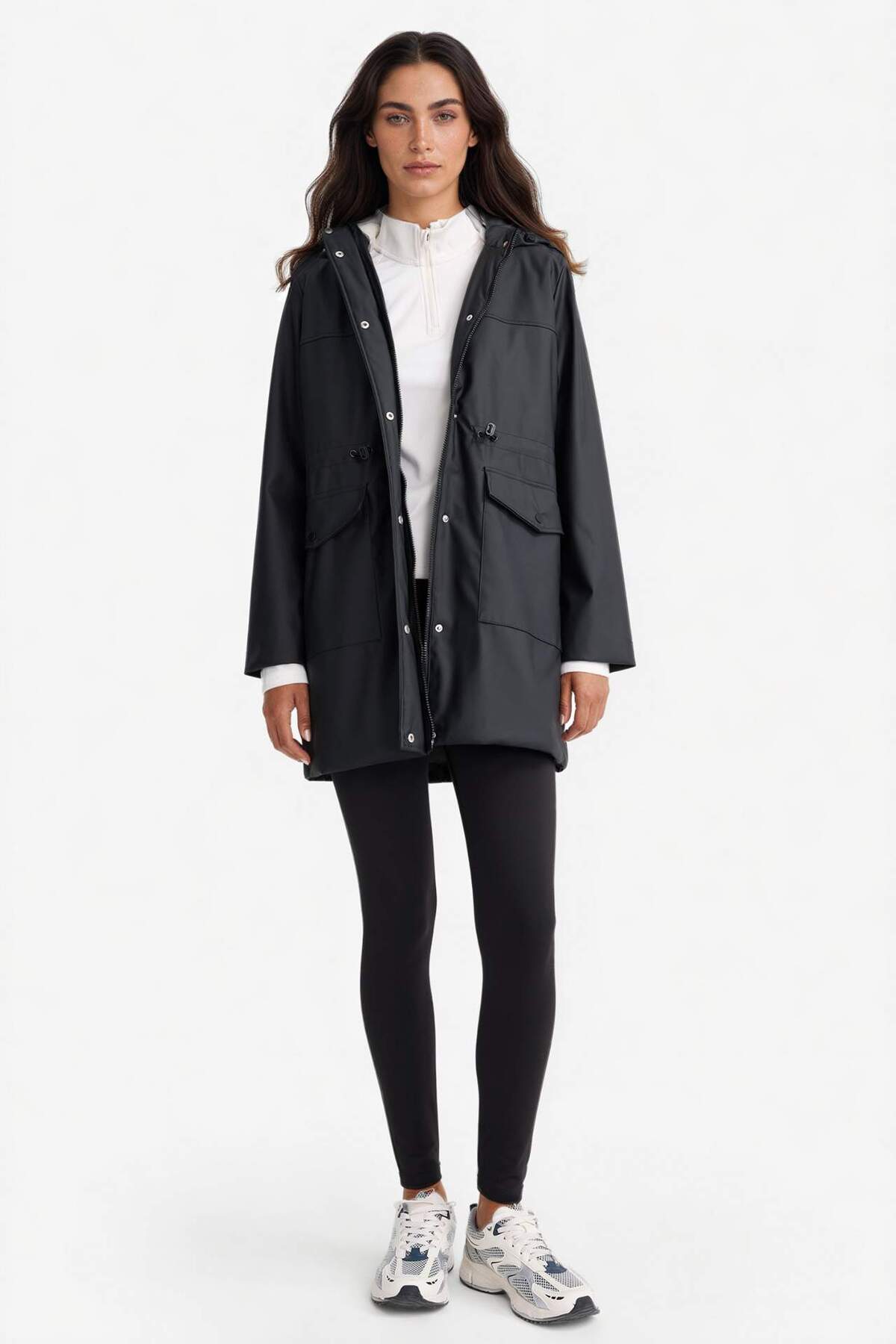 Defacto  Su Geçirmez Kapüşonlu Suni Deri Yağmurluk E8575AX25WN - Görsel 2