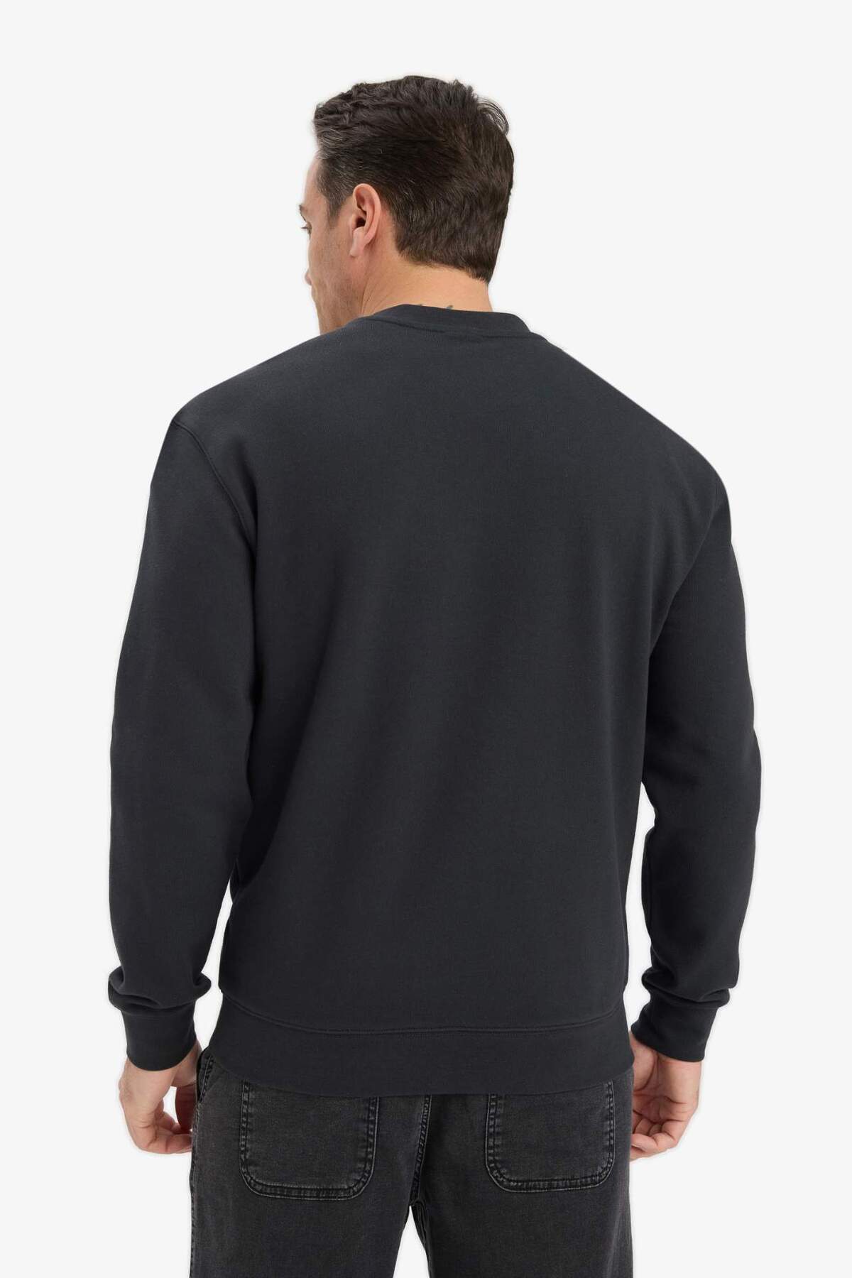 %100 Pamuk Regular Fit Basic Sweatshirt E8339AX25AU — خاکستری — تصویر 5 از 5