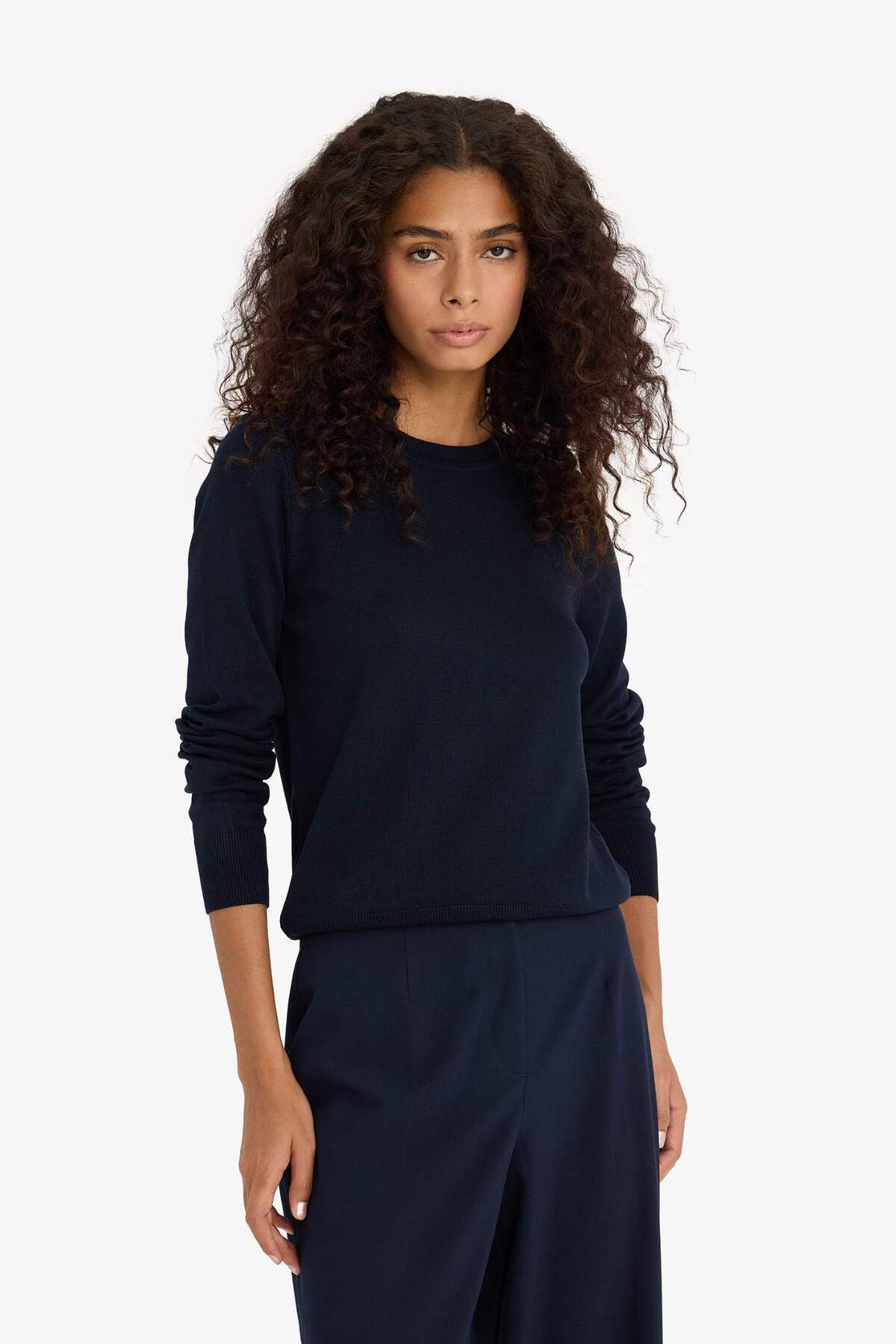 DeFacto Regular Fit Bisiklet Yaka Triko Kazak E7889AX25WN görsel 5