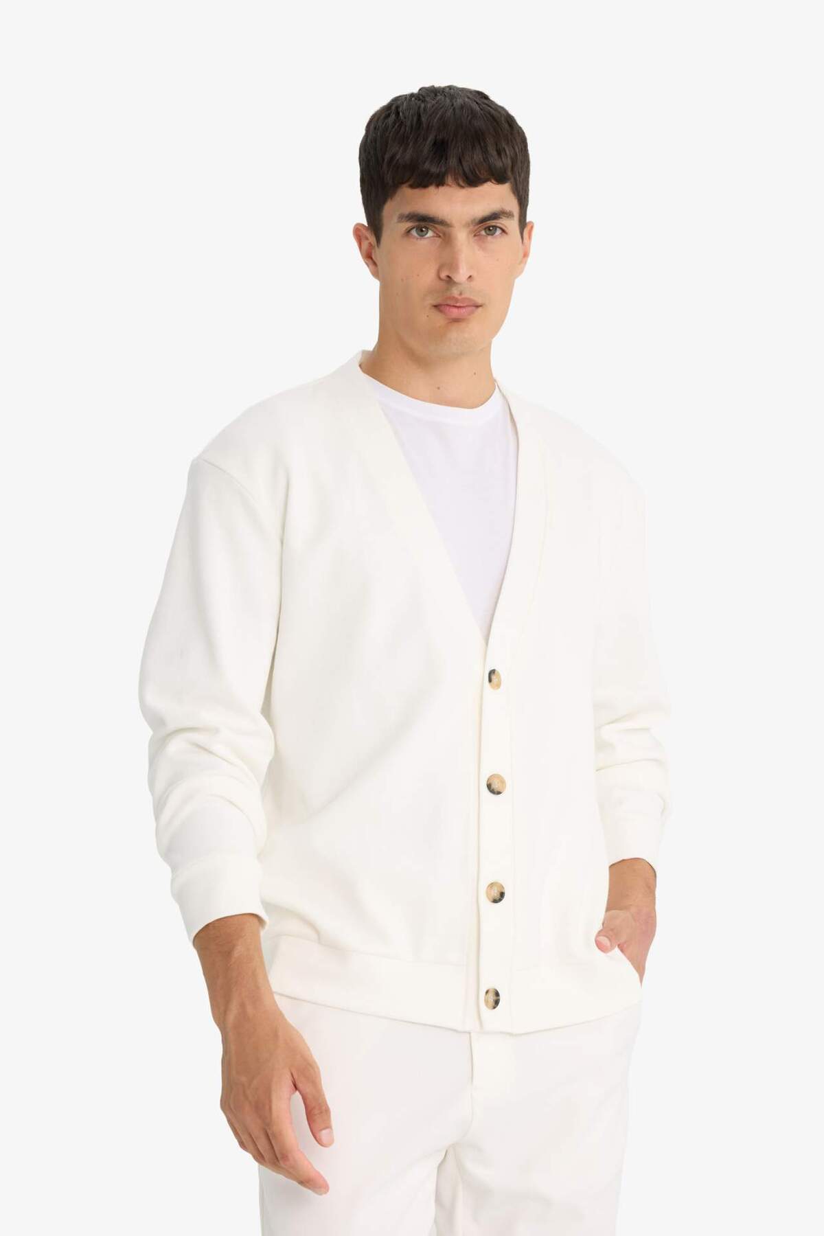 Defacto  V Yaka Düğmeli Hırka F4467AX25AU - Görsel 3