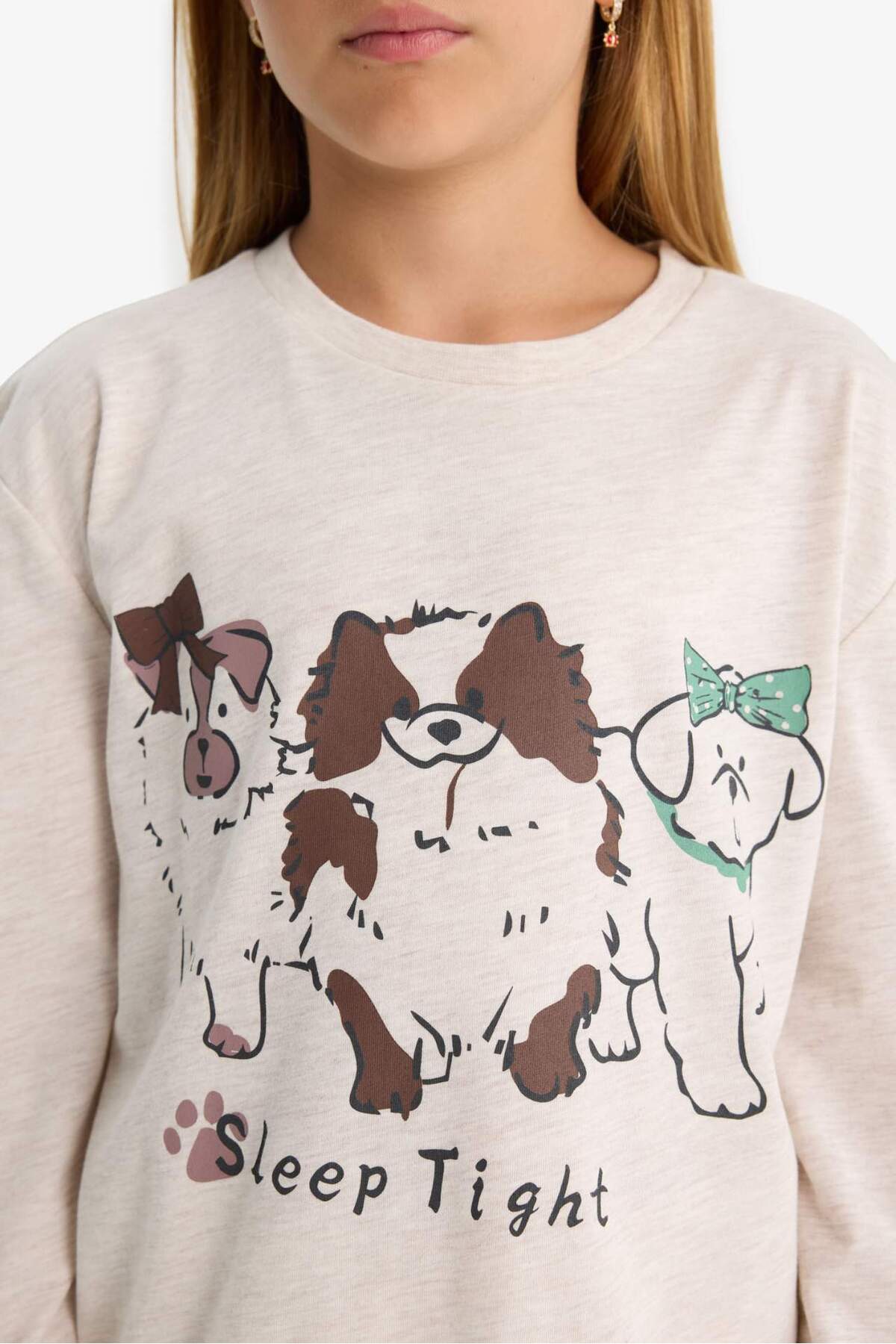 Defacto Pijama Takımı Köpek Baskılı Uzun Kollu Üst Desenli Uzun Alt Kız Çocuk F1084A825AU fotoğrafı 5 (önizleme)