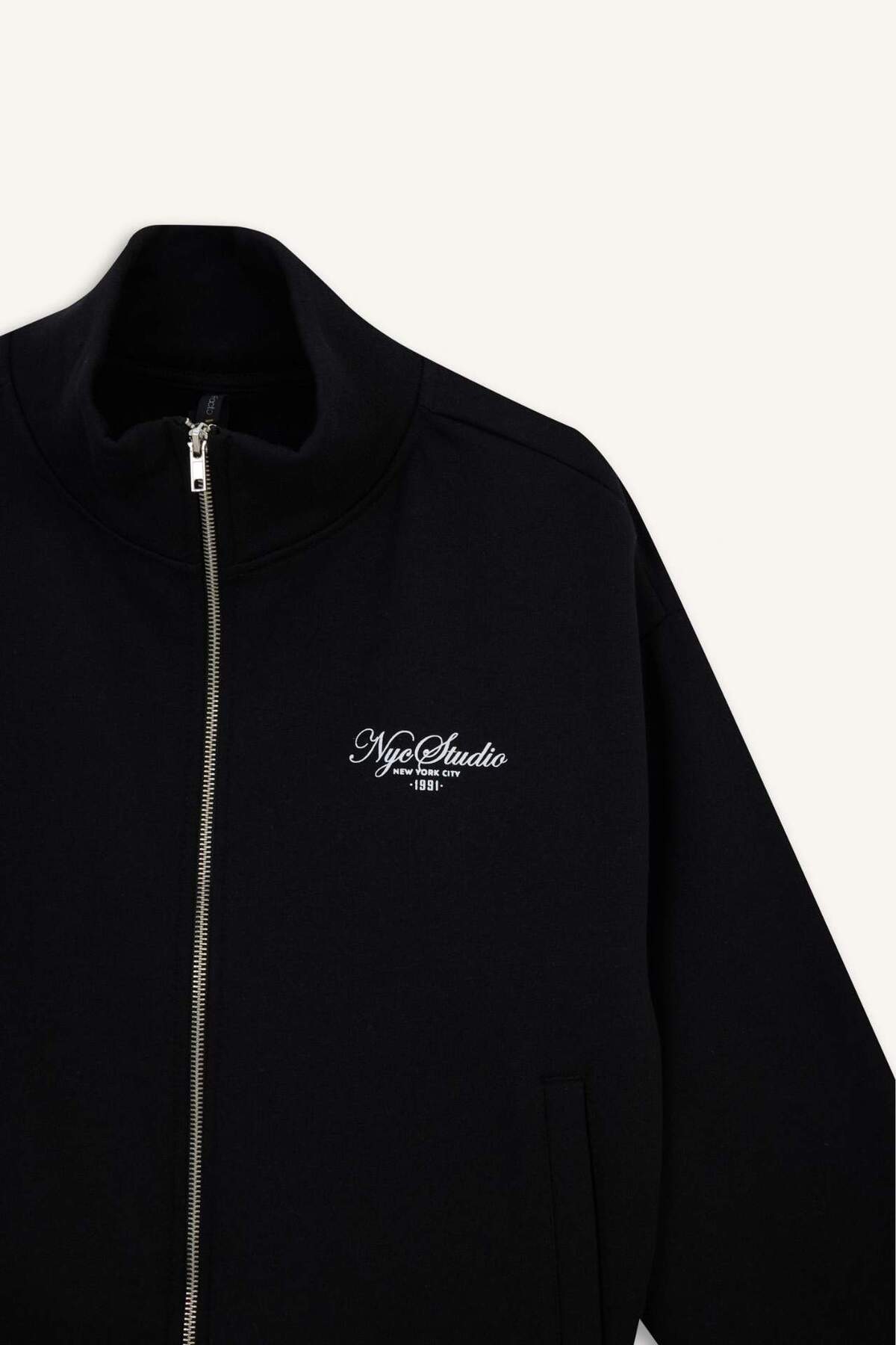 Defacto  Relax Fit Kolej Yaka Baskılı Bomber Hırka F0310AX25AU - Görsel 8