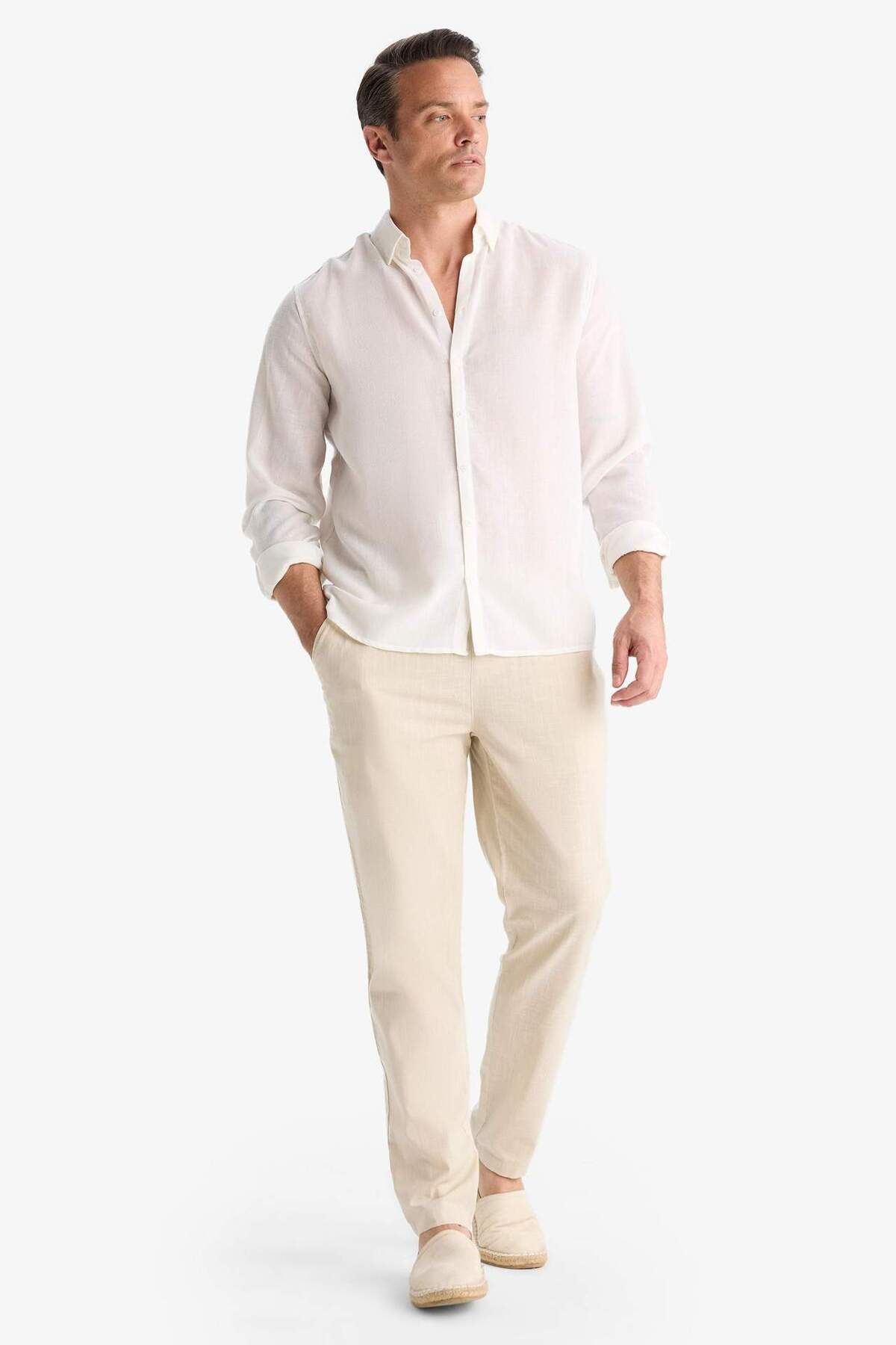 DeFacto %100 Pamuk Jogger Fit Beli Bağcıklı Lastikli Dar Paça Cepli Pantolon Z6475AZ25AU görsel 2