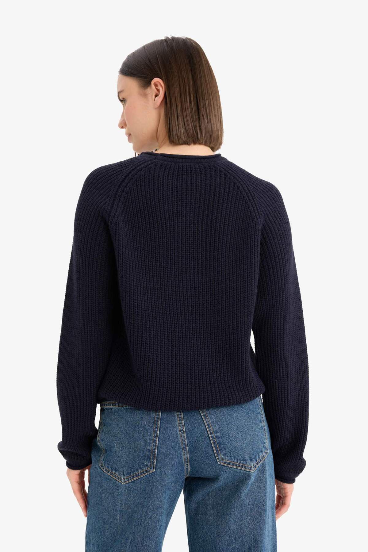 Defacto  Regular Fit Bisiklet Yaka Triko Kazak L2567AZ25WN - Görsel 6