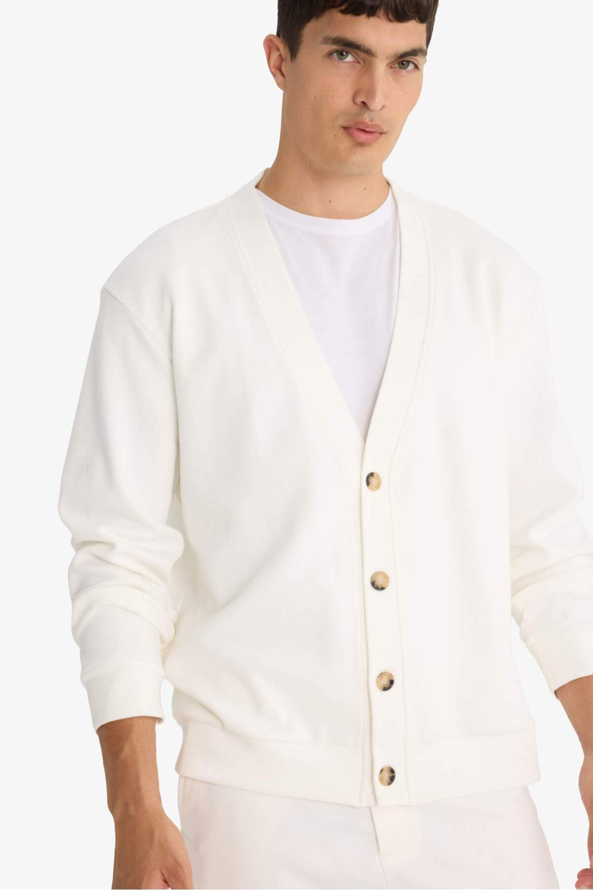 Defacto  V Yaka Düğmeli Hırka F4467AX25AU - Görsel 4