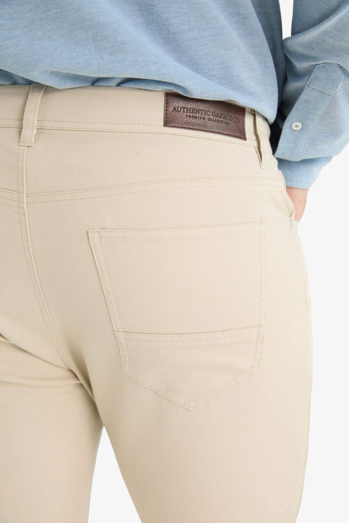 DeFacto Slim Fit Dar Kesim Dar Paça Cepli Dokulu Pantolon E7959AX25AU görsel 6