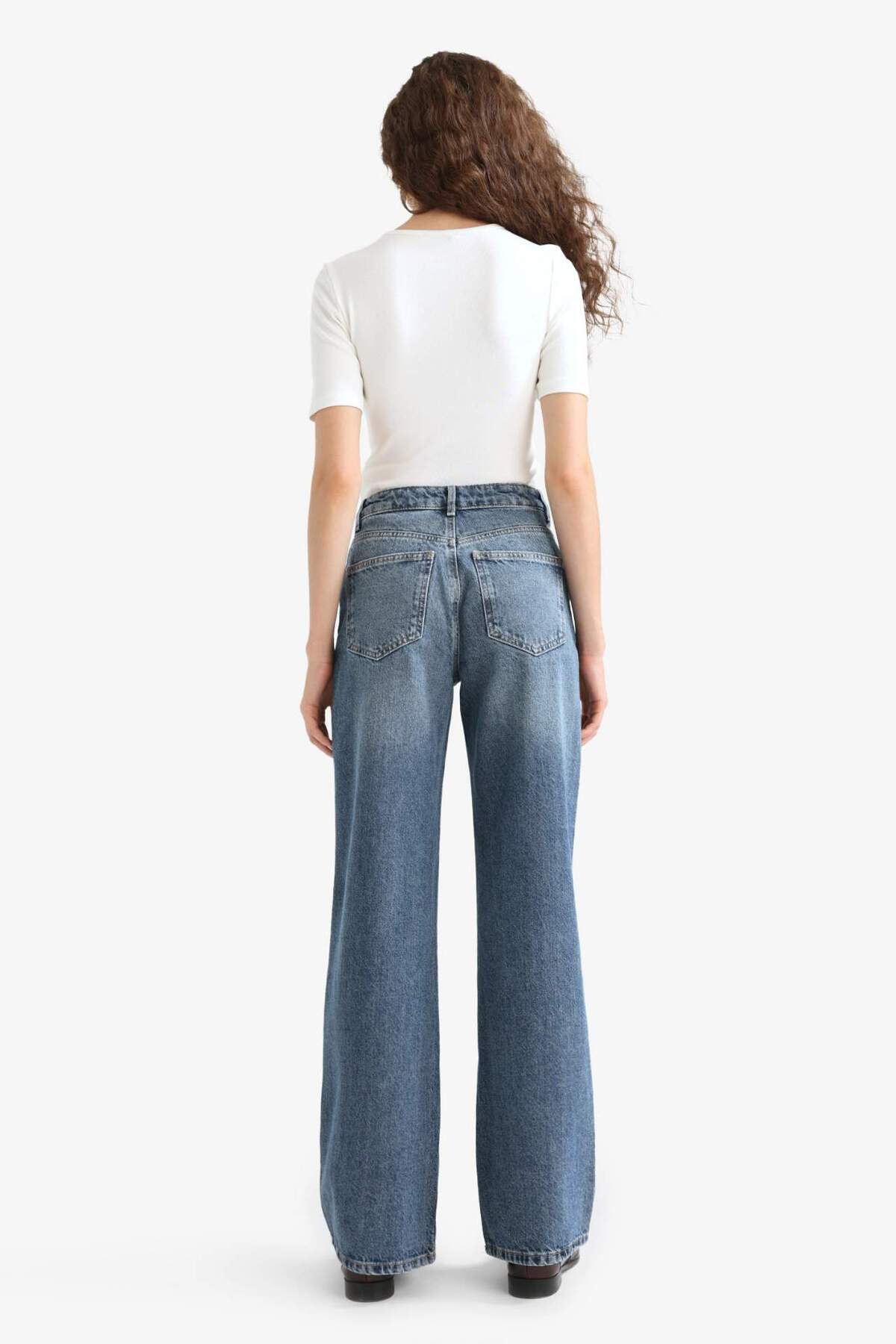 Defacto  Straight Wide Mavi Kadın Jean Pantolon E9130AX/NM28 - Görsel 7