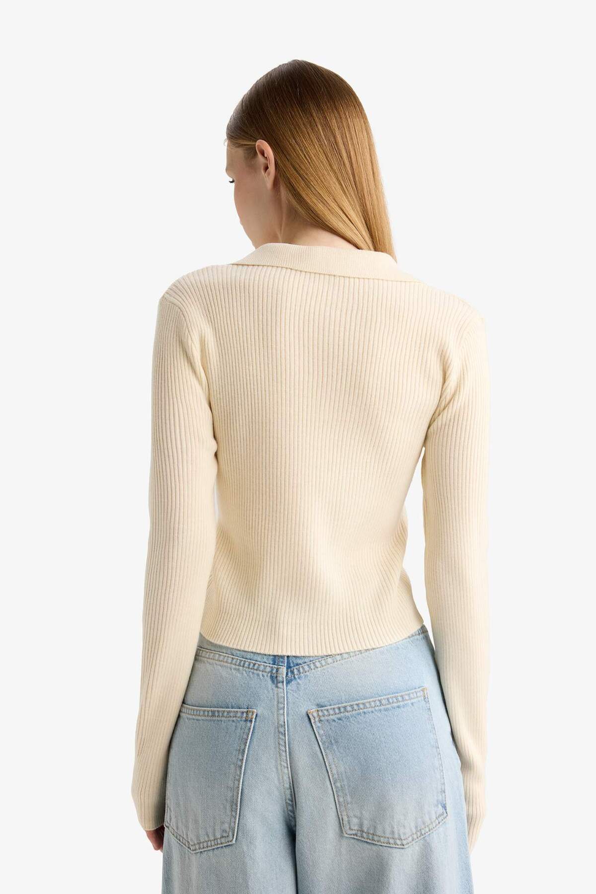 Defacto  Slim Fit Dar Kesim Polo Yaka Triko Kazak X4929AZ25WN - Görsel 6