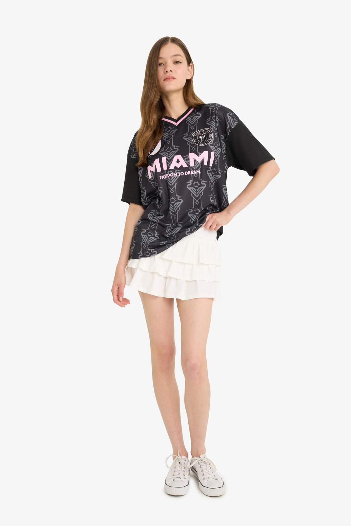 Defacto  Normal Bel Volanlı Penye Astar Beyaz Mini Etek F7179AX25SM