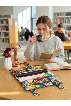 harmony dirndl Fermuarlı Çok Bölmeli Kitap Çantası│Desenli Kitap Defter Kılıf...
