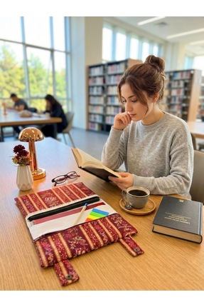 harmony dirndl Fermuarlı Çok Bölmeli Kitap Çantası│Desenli Kitap Defter Kılıf...