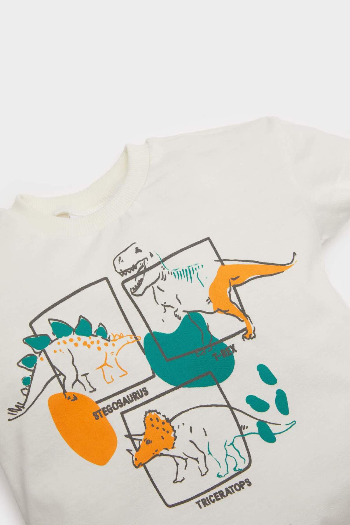 Defacto 2li Takım Dinozor Baskılı Kısa Kollu Tişört Beli Lastikli Şort Erkek Bebek E2798A525SM fotoğrafı 3 (önizleme)