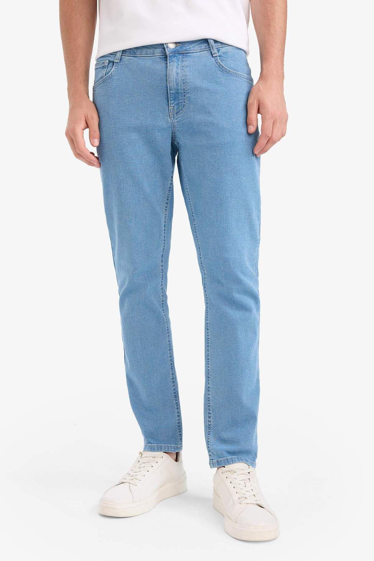 Defacto  Pedro Slim Fit Dar Kalıp Normal Bel Dar Paça Jean Pantolon E7436AX25SM - Görsel 5