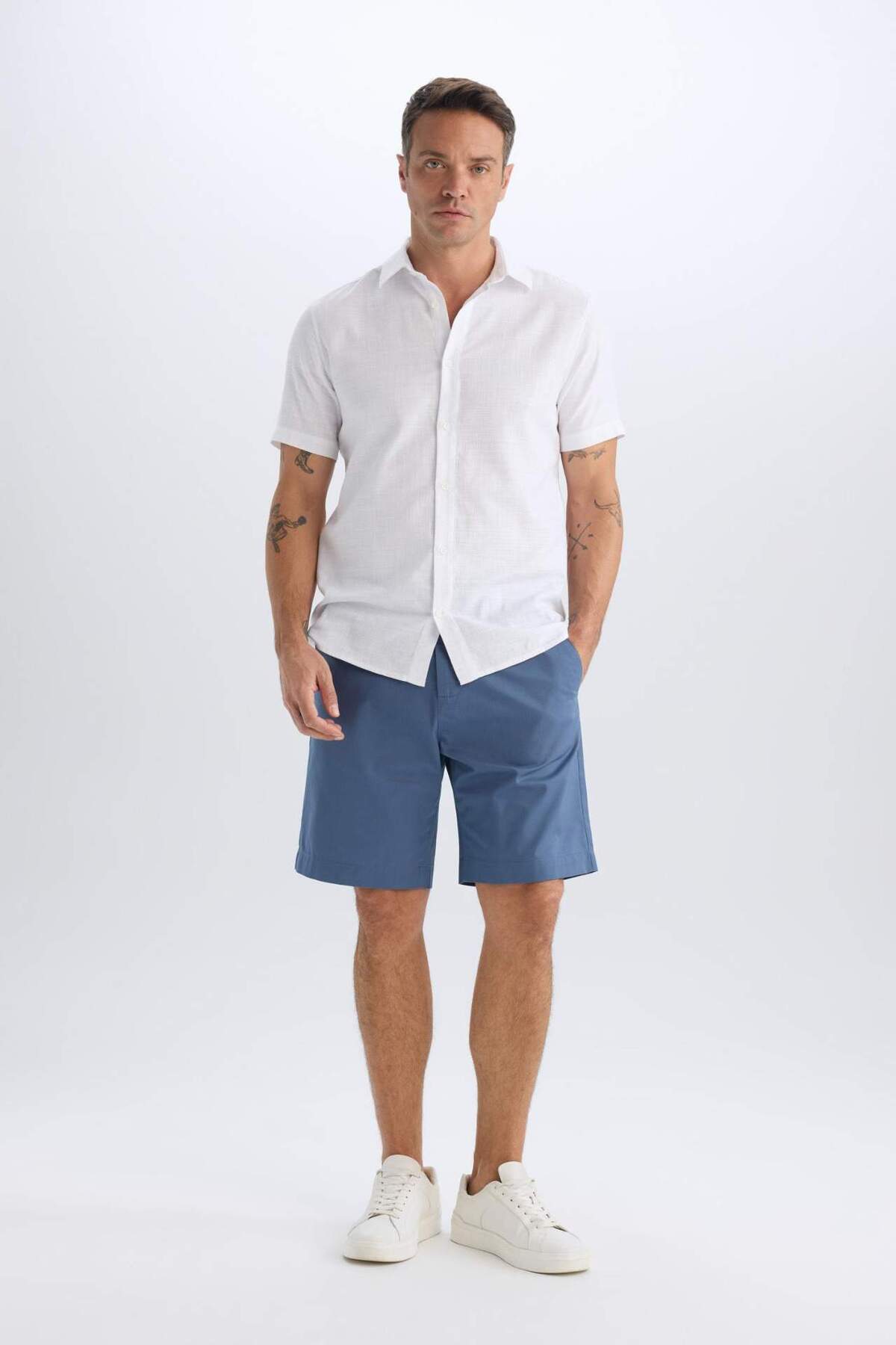 Defacto  %100 Pamuk Regular Fit Gabardin Bermuda Şort C7684AX25SP - Görsel 3