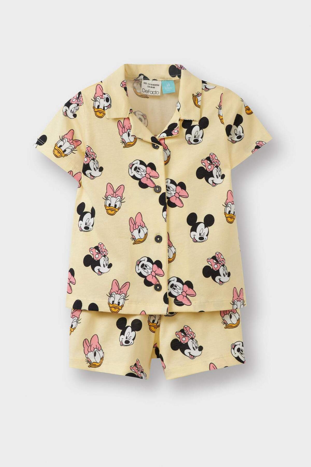 Defacto Kız Bebek Disney Mickey & Minnie Pijama Takımı Kısa Kollu Penye Esnek Belli Şort E4652a525hs fotoğrafı 5 (önizleme)