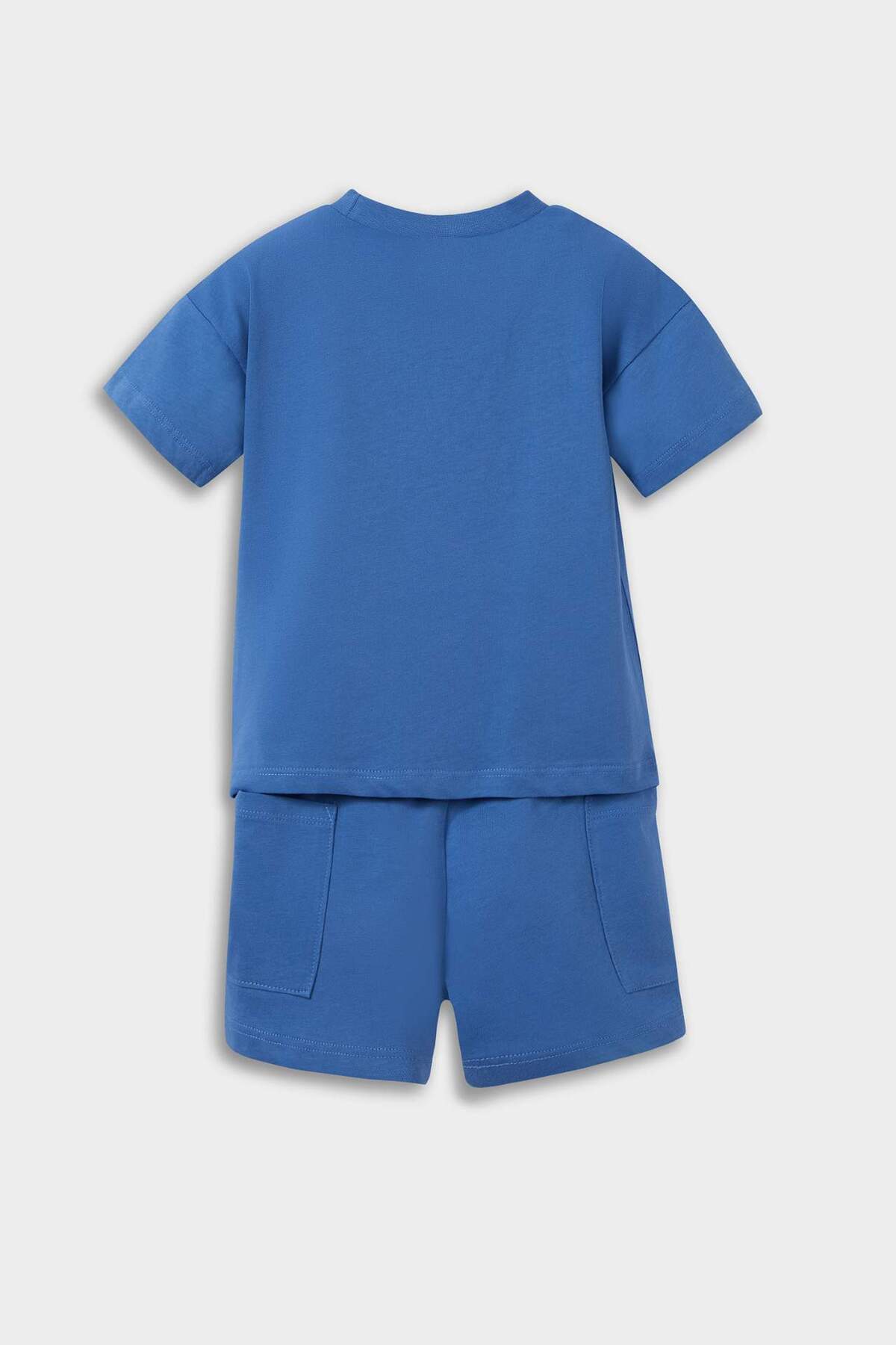 Defacto 2'li Takım Palmiye Baskılı Kısa Kollu Tişört Beli Lastikli Şort Erkek Bebek E6838A525SM fotoğrafı 4 (önizleme)