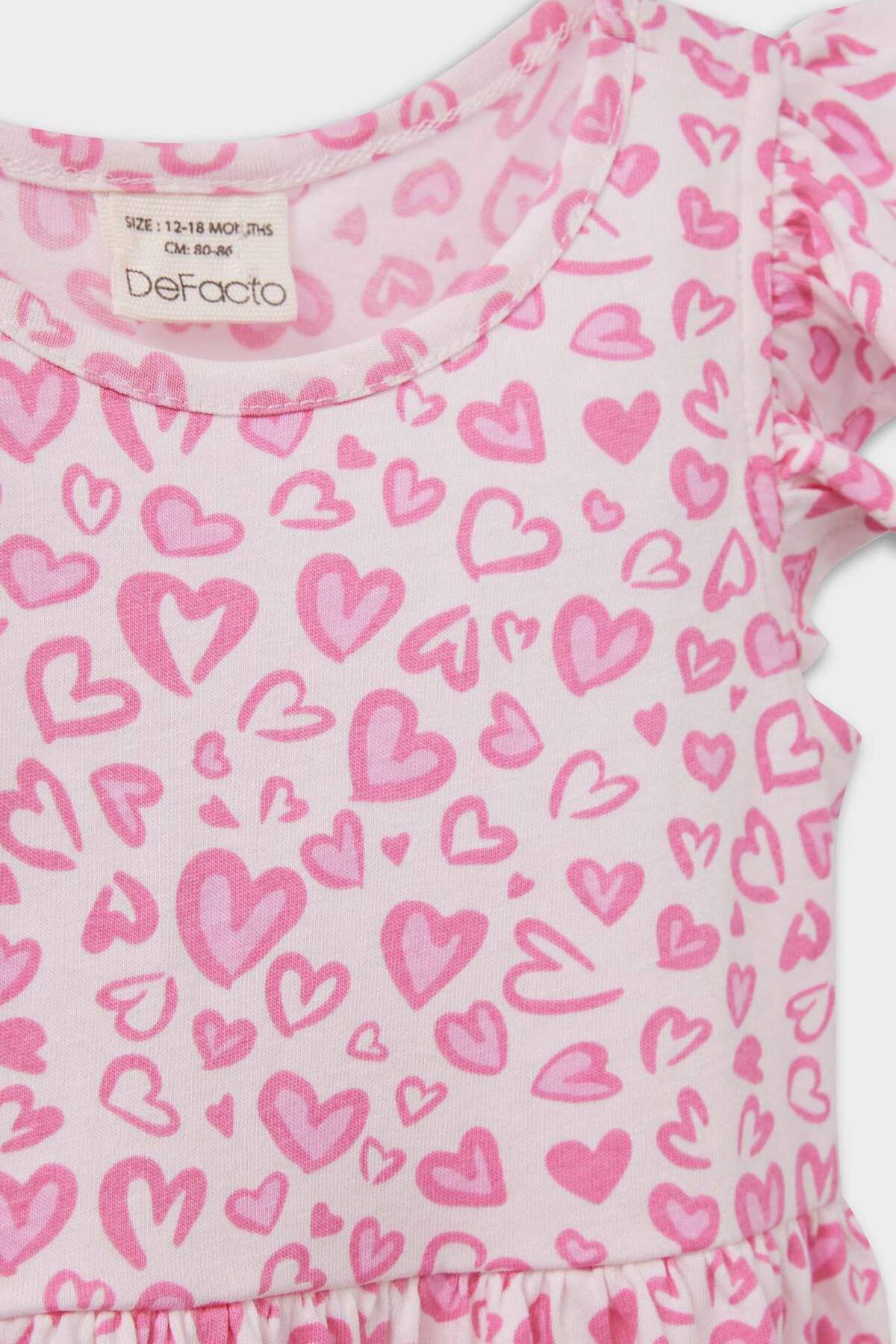 Defacto Kalp Desenli Kısa Kollu Yazlık Elbise Kız Bebek A0136A525SM fotoğrafı 2 (önizleme)