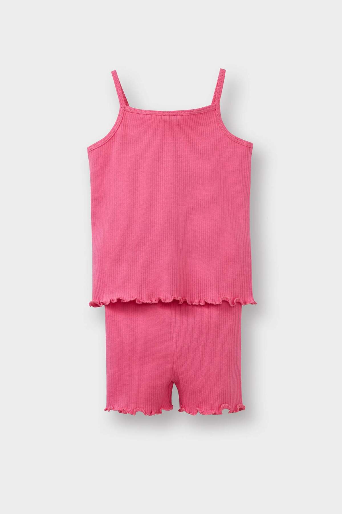 Defacto 2'li Takımı Baskılı Askılı Fitilli Kaşkorse Atlet Beli Lastikli Tayt Kız Bebek C1461A525SM fotoğrafı 3 (önizleme)