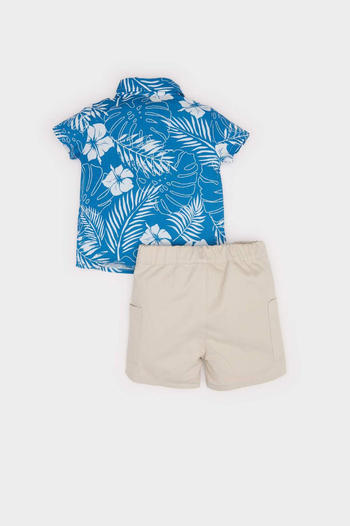 Defacto 2'li Takım Tropikal Desenli Kısa Kollu Gömlek Beli Lastikli Şort Erkek Bebek E8383A525SM fotoğrafı 4 (önizleme)