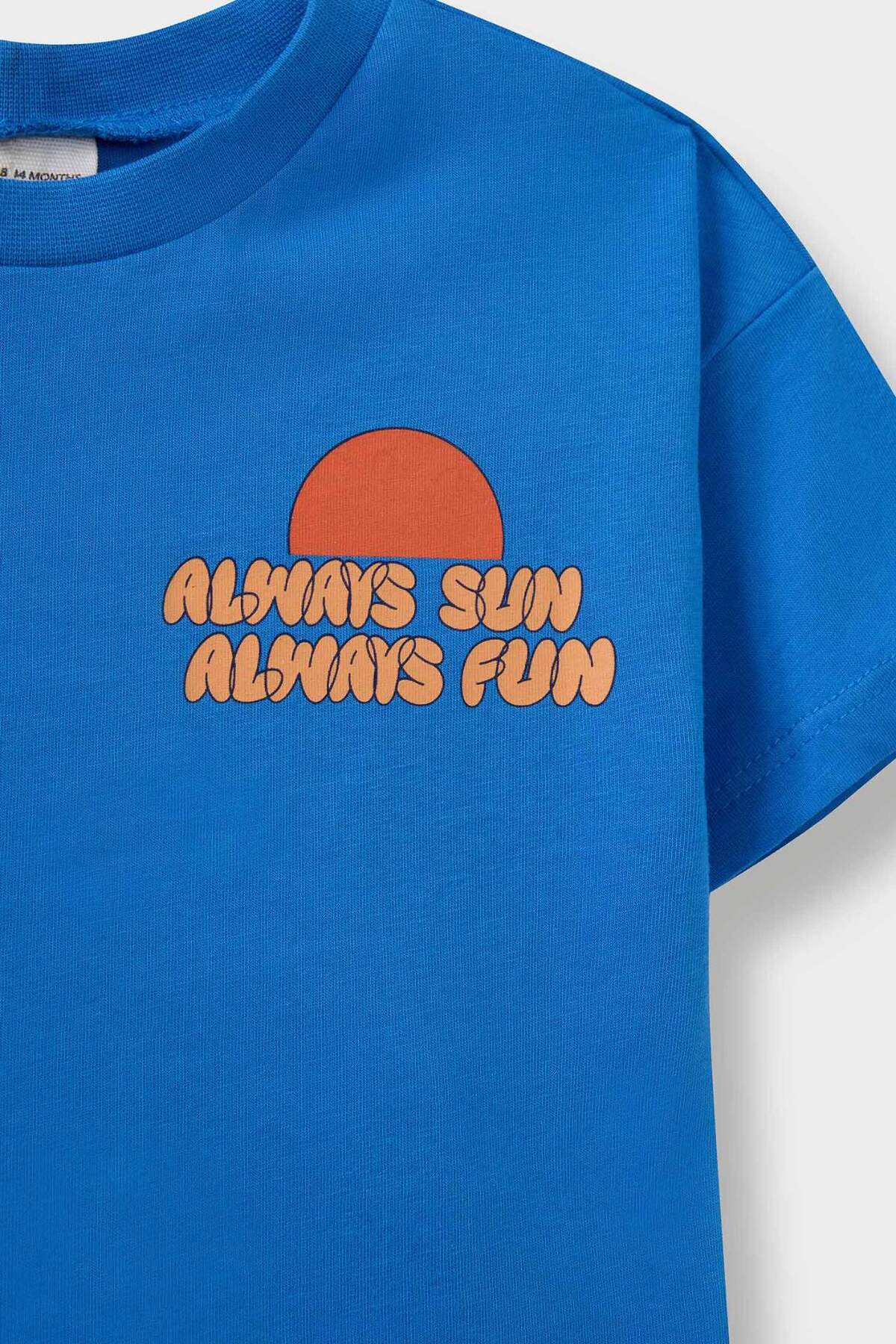 Defacto 2'li Takım Baskılı Kısa Kollu Tişört Şort Erkek Bebek E6818A525SM fotoğrafı 6 (önizleme)