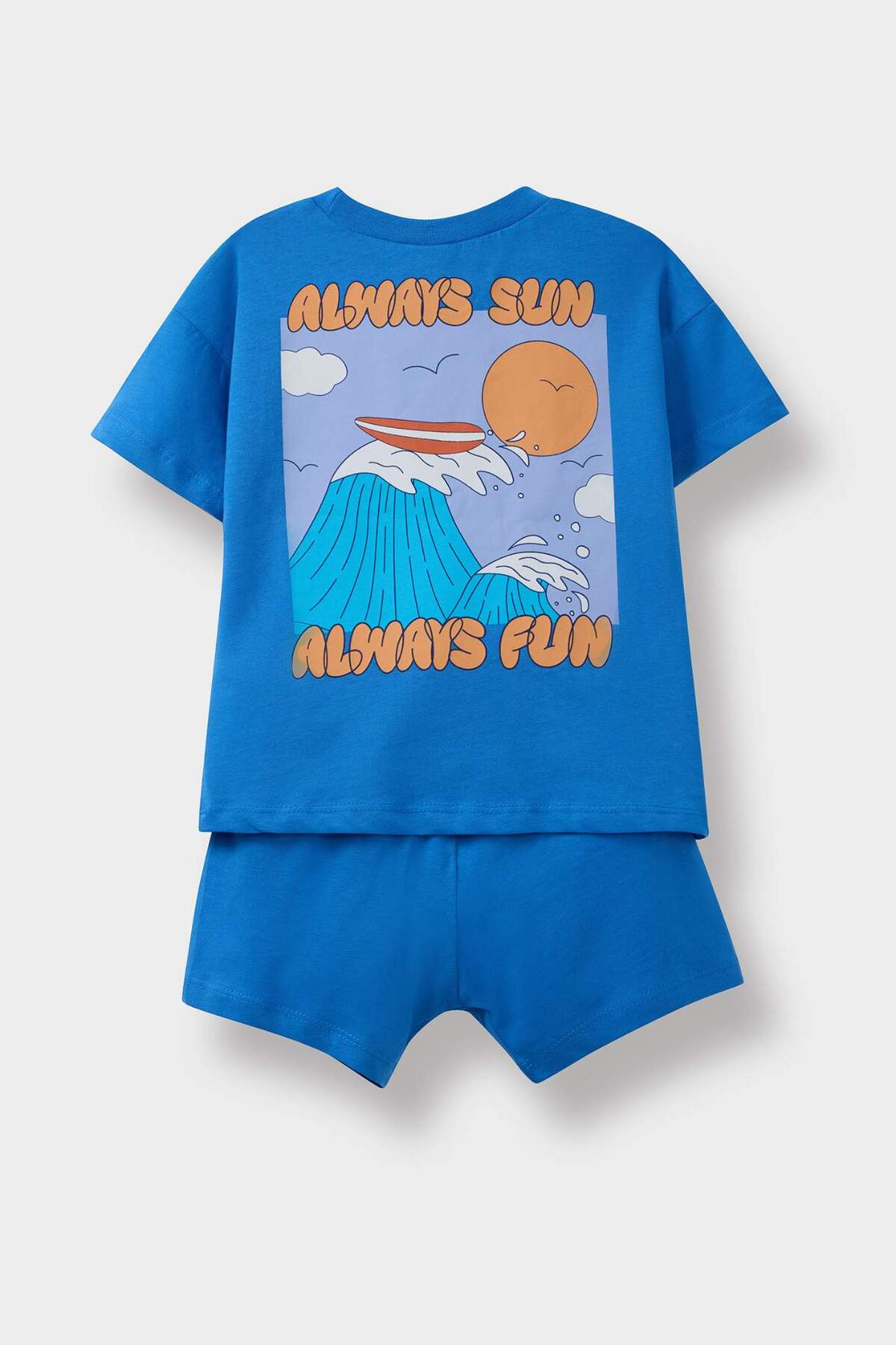 Defacto 2'li Takım Baskılı Kısa Kollu Tişört Şort Erkek Bebek E6818A525SM fotoğrafı 7 (önizleme)