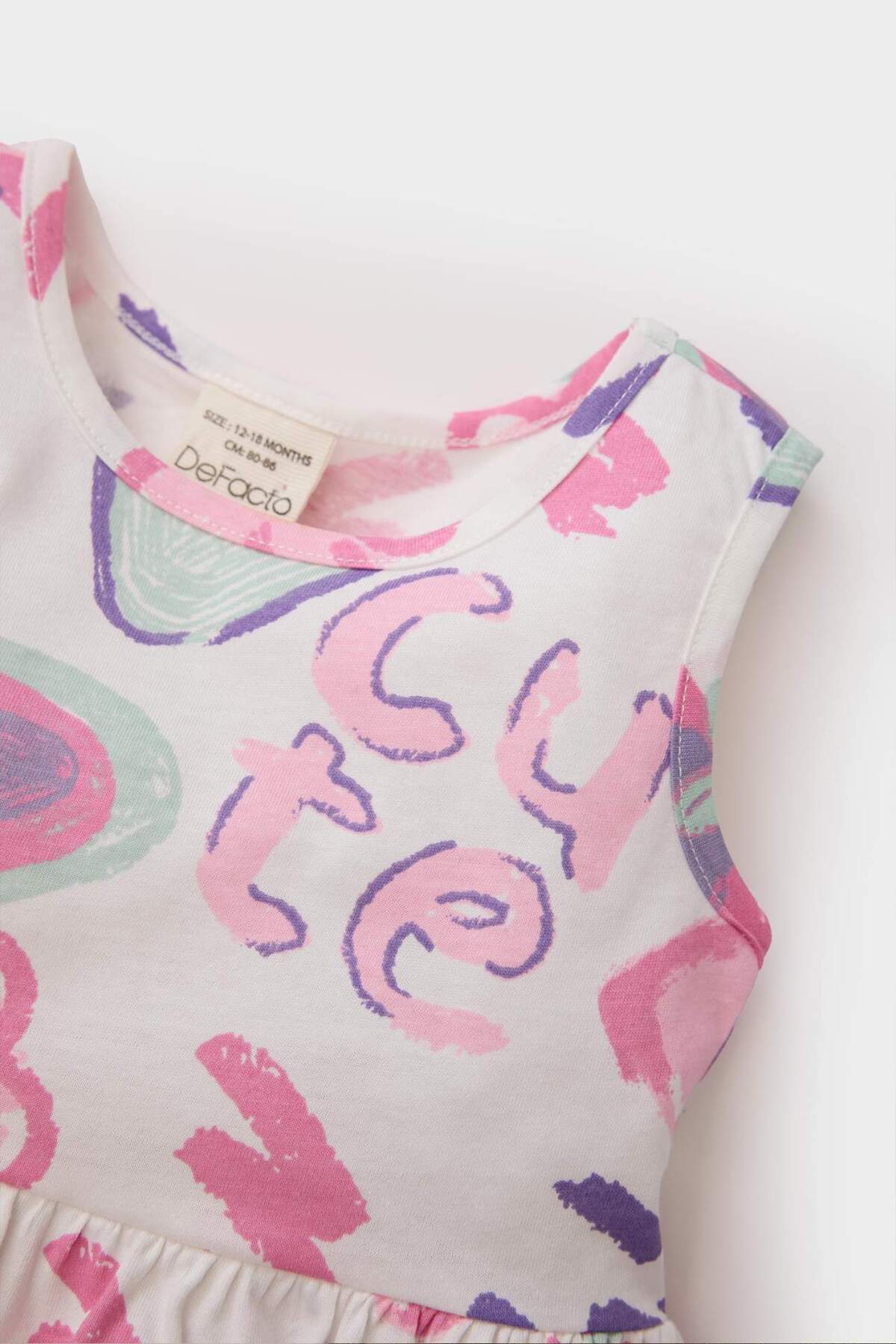 Defacto Desenli Kolsuz Yazlık Elbise Kız Bebek C0074A525HS fotoğrafı 2 (önizleme)